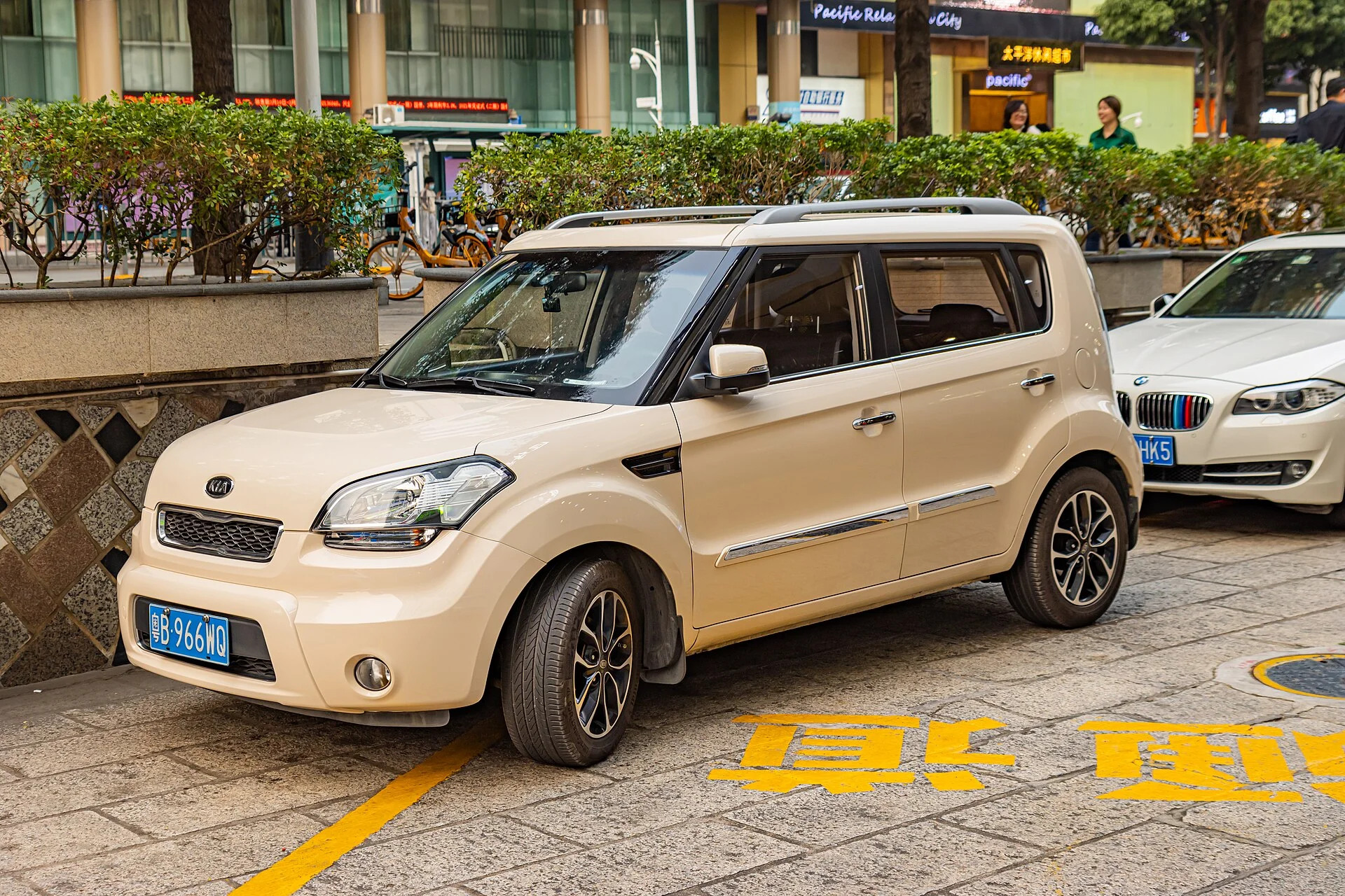 A Kia Soul parked outdoors, a compact crossover popular for car camping.