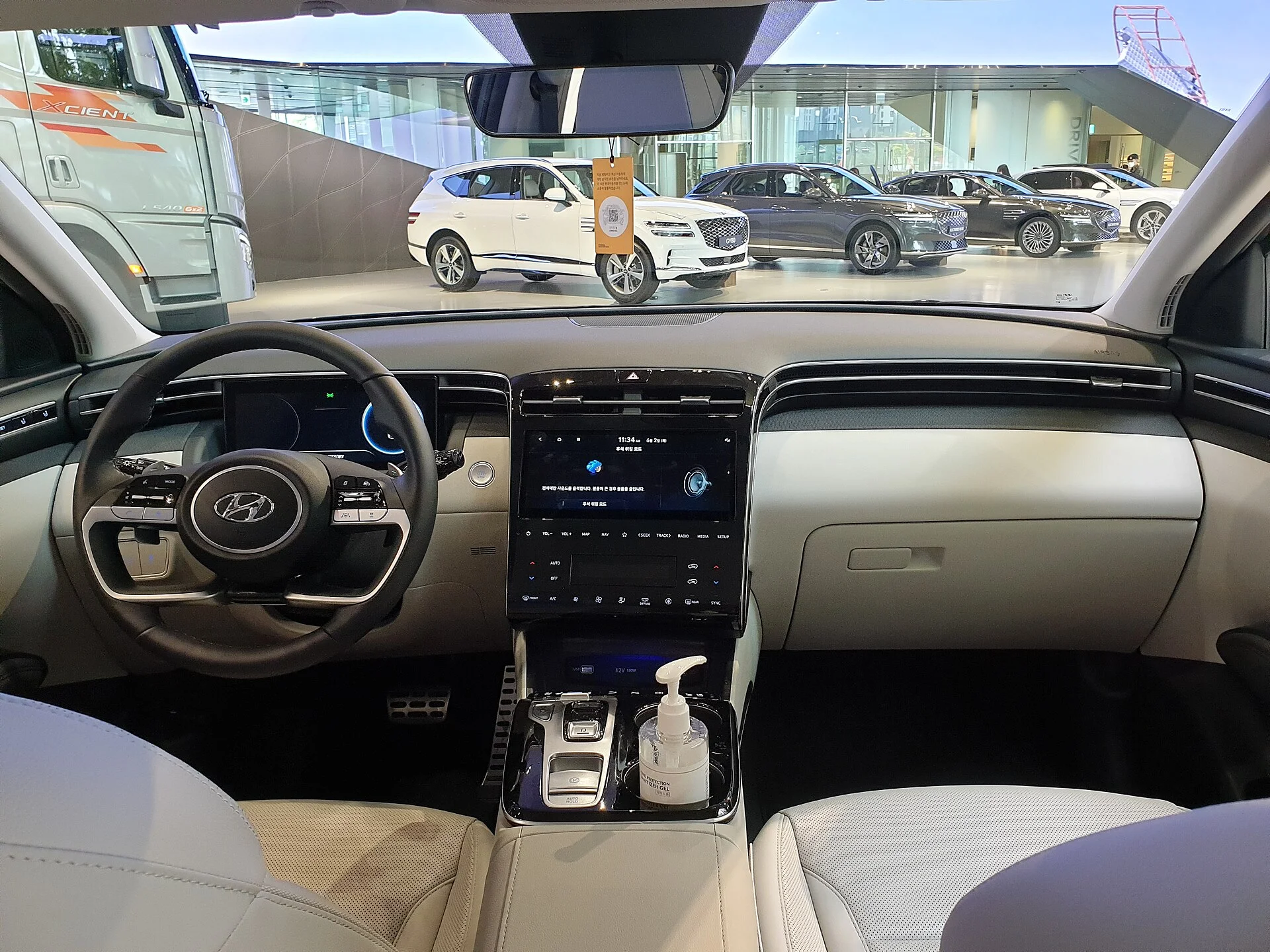 A Hyundai Tucson (NX4) interior, the cabin whose folded-flat dimensions decide what sleeping-pad size fits
