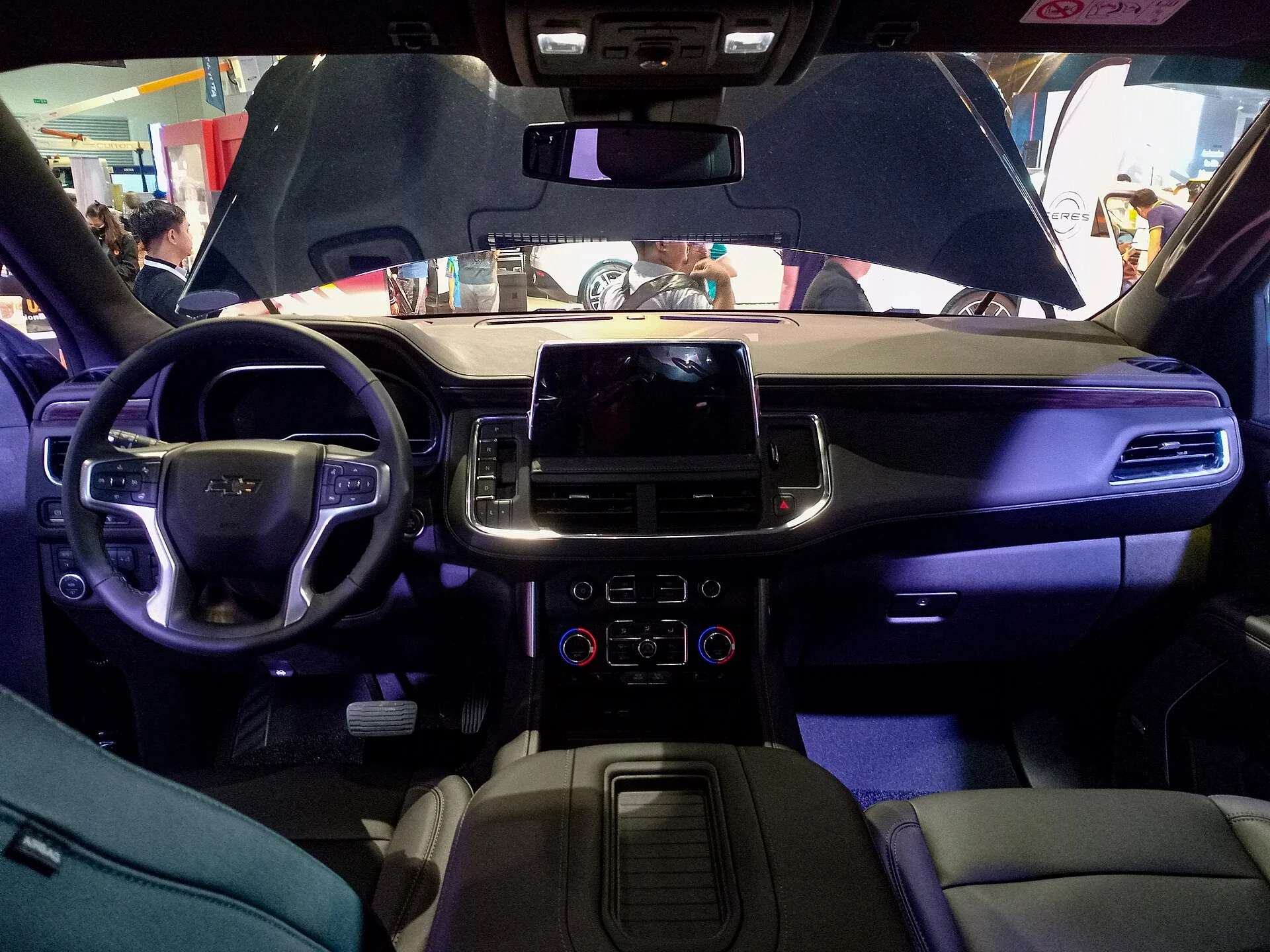 Chevy Suburban dashboard and center console, 2024 Z71 — the front-outlet zone
