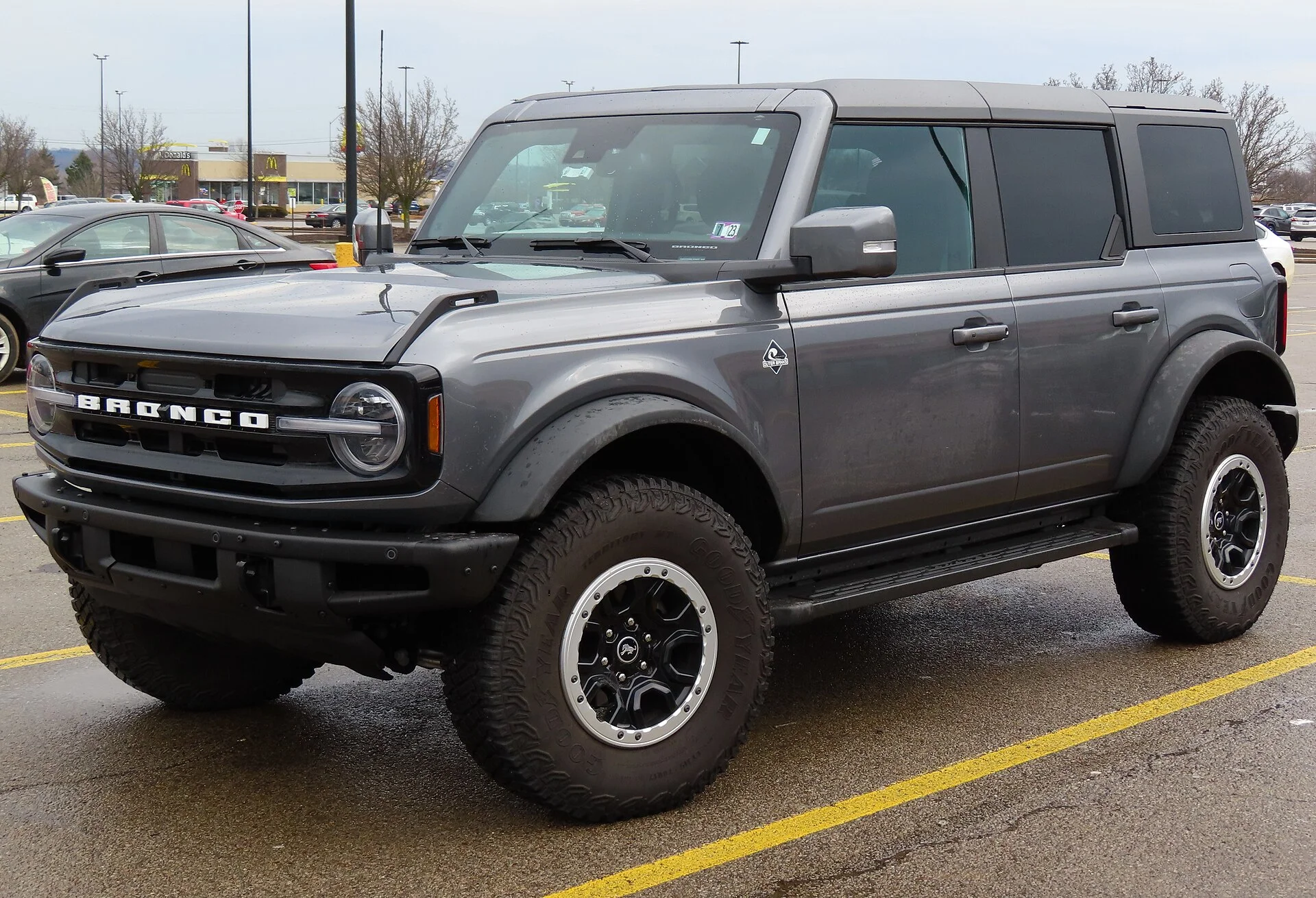 Grey Ford Bronco Outer Banks four-door, front view