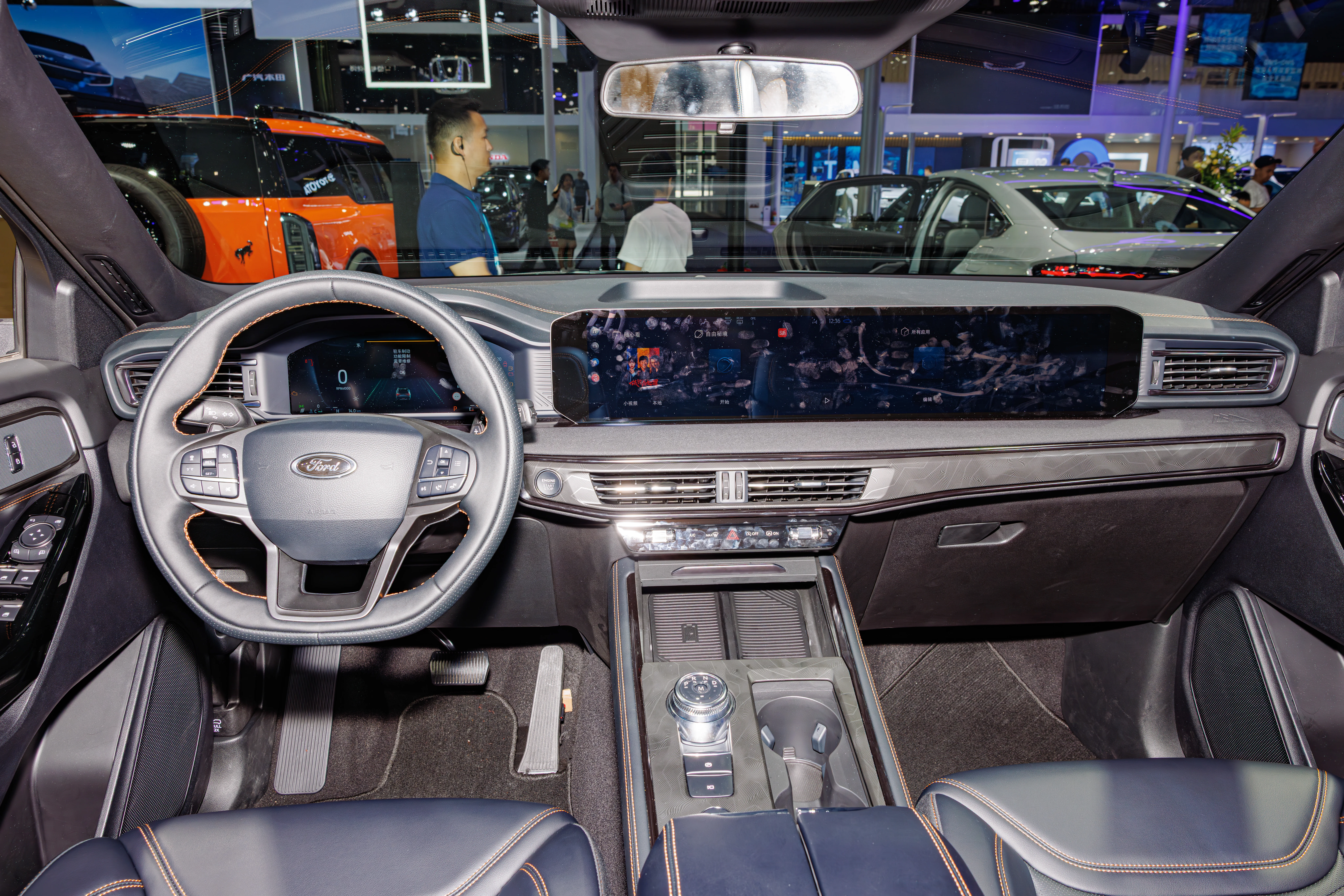Ford Explorer (U625) dashboard and center stack, where a hardwired dash cam draws power