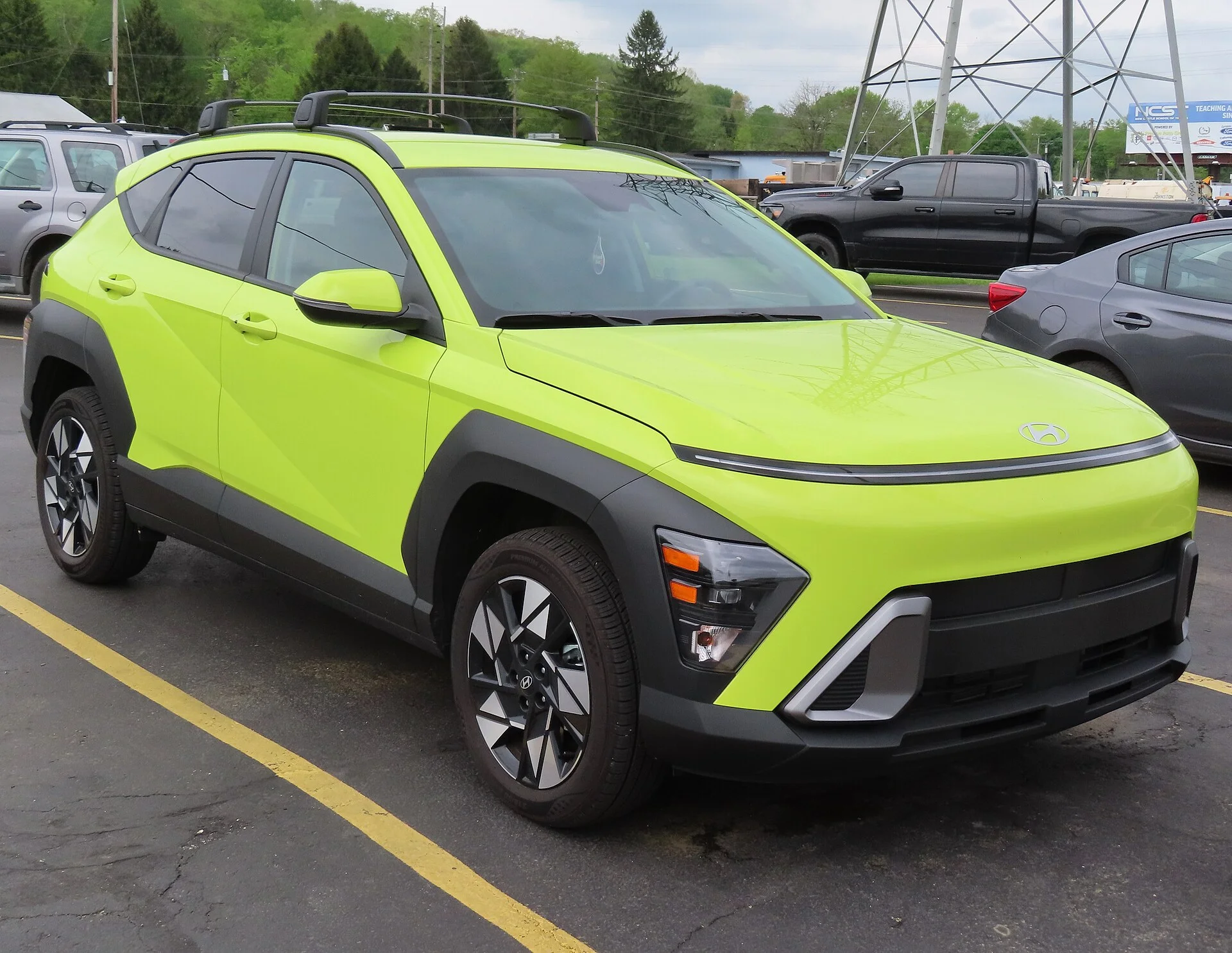 A current-generation Hyundai Kona subcompact SUV, the vehicle this camping accessories guide covers.