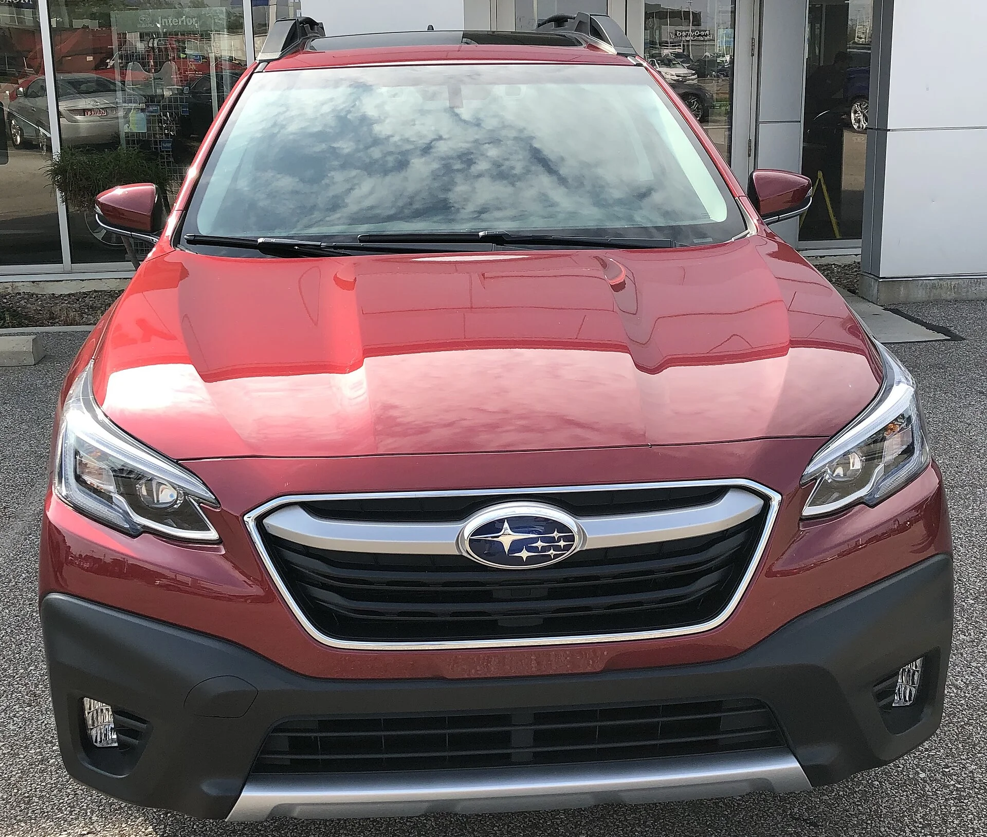 A red Subaru Outback, a strong snow-camping platform