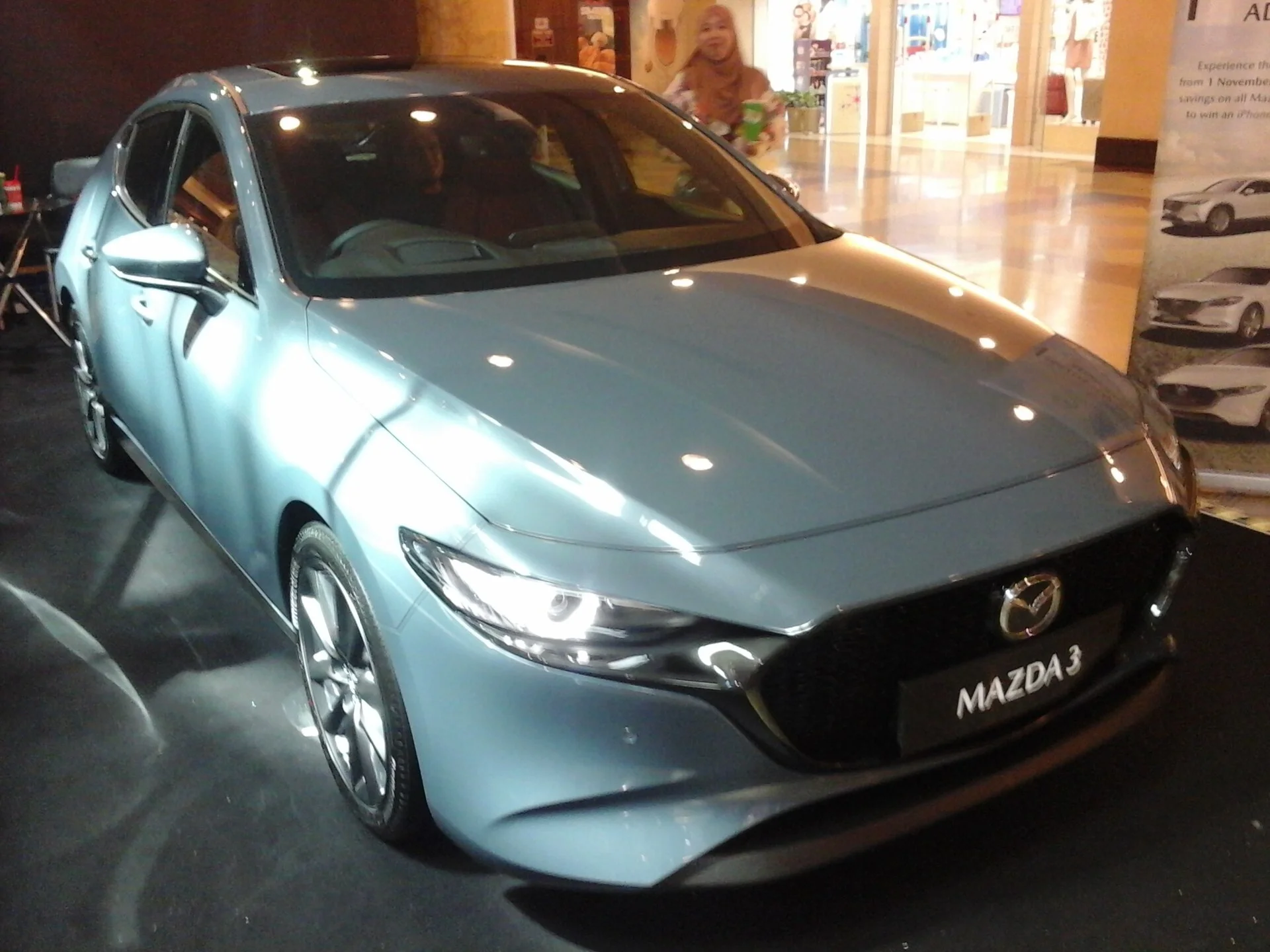 A Mazda 3 hatchback (BP generation, front view), the compact car this Mazda 3 camping accessories guide is built around.