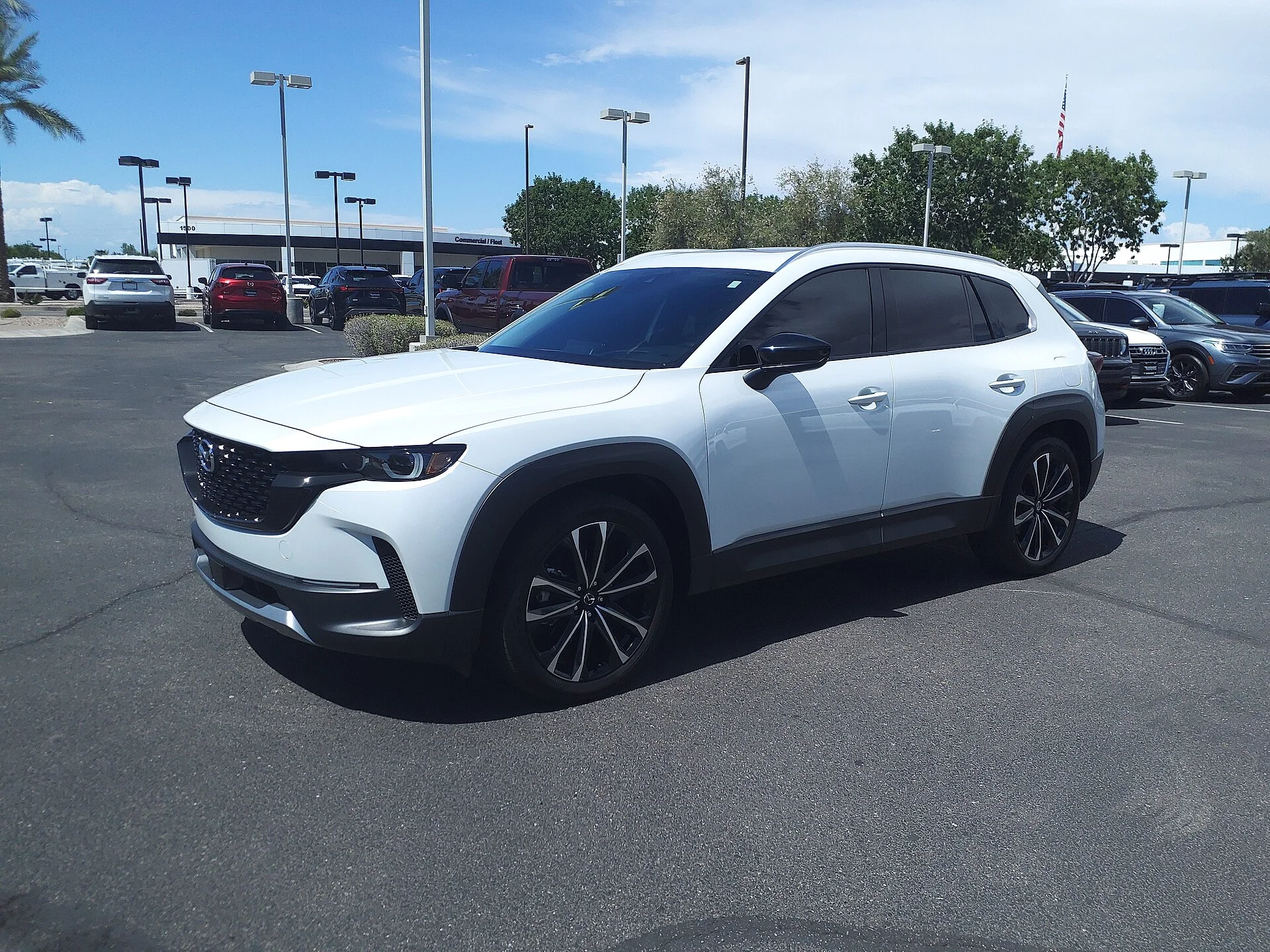 A Mazda CX-50 front three-quarter, the compact SUV platform this camping build starts from