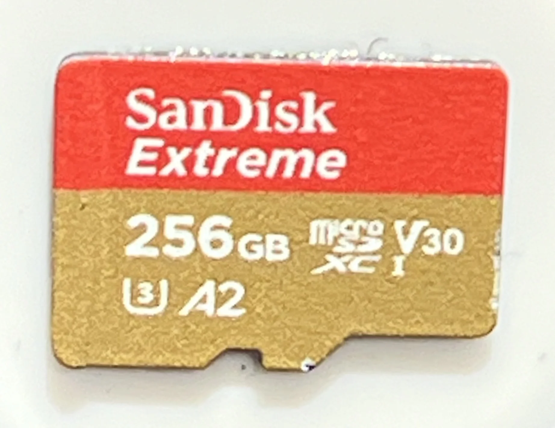 A SanDisk Extreme microSD card, the high-performance card compared here