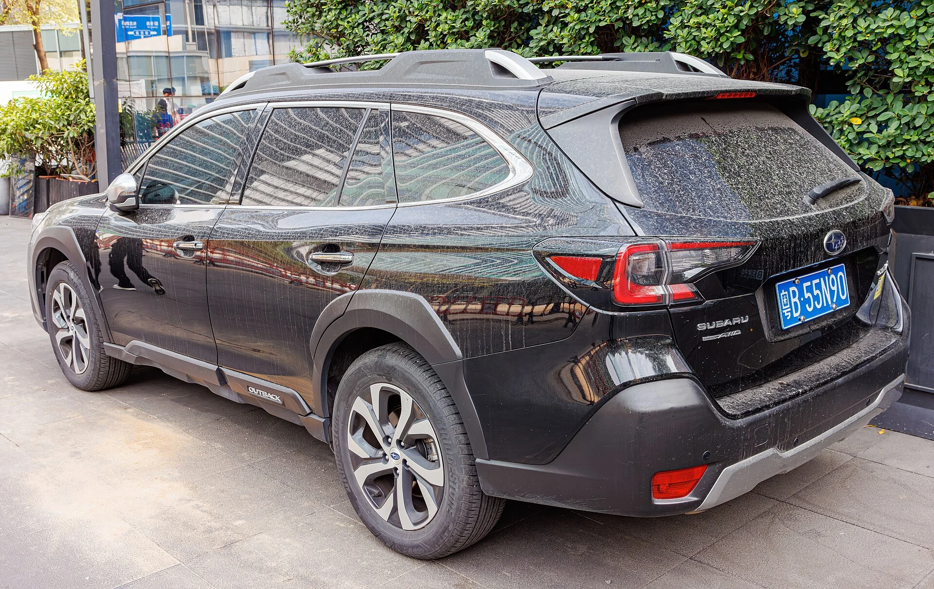 Subaru Outback rear three-quarter, the liftgate and cargo area you measure for a sleeping platform
