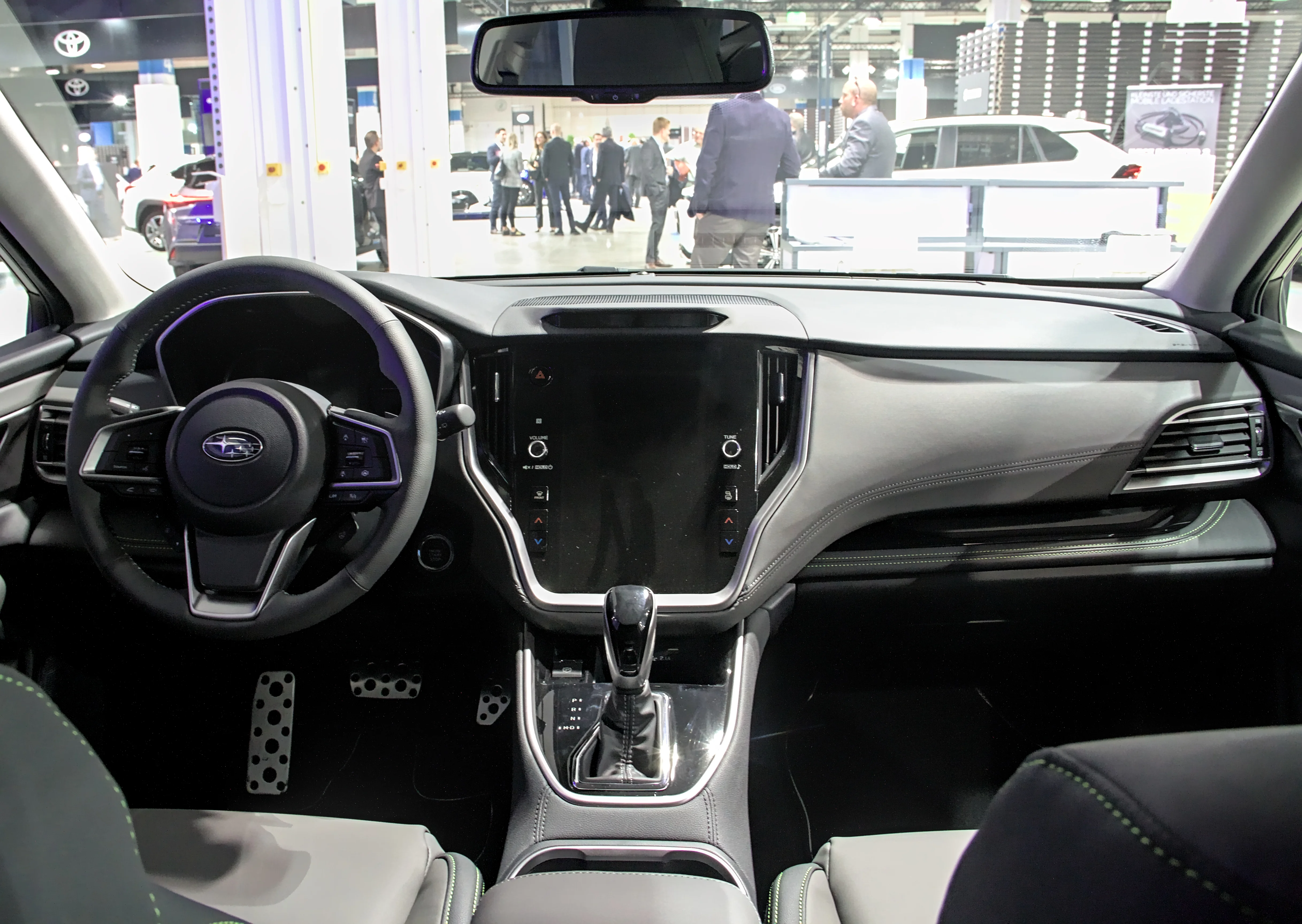 Subaru Outback dashboard and cabin, the interior of the wagon you sleep behind