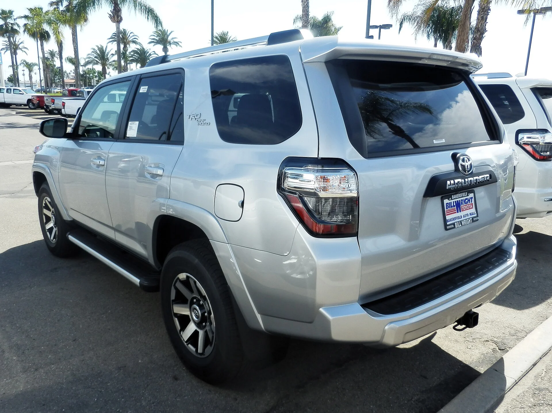 Toyota 4Runner — a silver 4Runner, rear three-quarter view