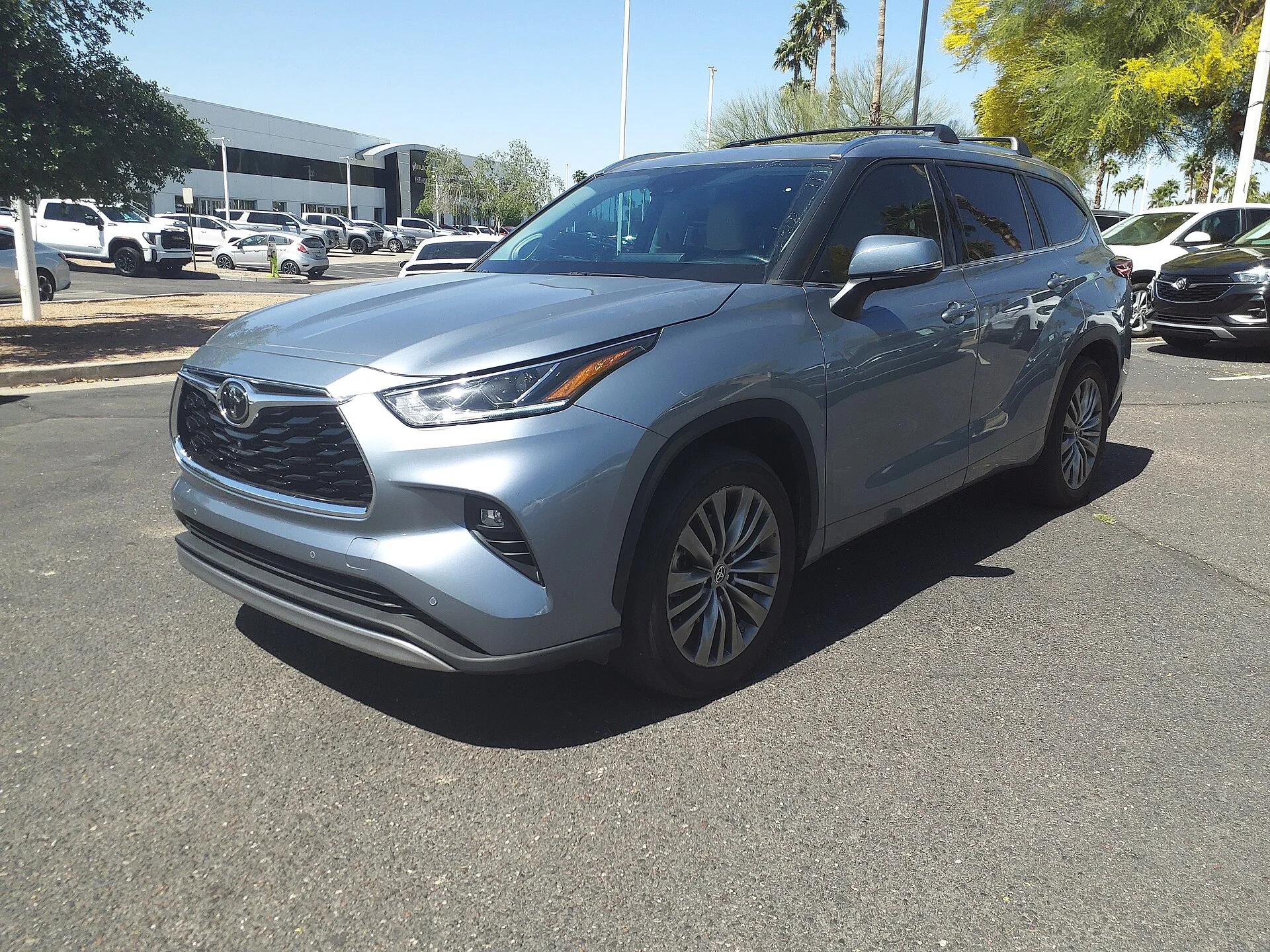Toyota Highlander Platinum — a 2021 Highlander, front three-quarter view