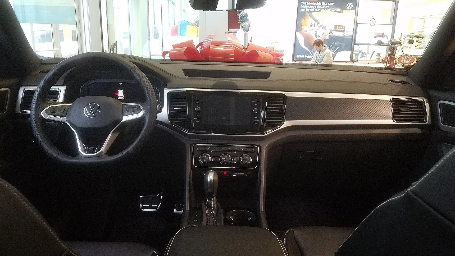 Volkswagen Atlas dashboard and front cabin, the interior of the three-row SUV