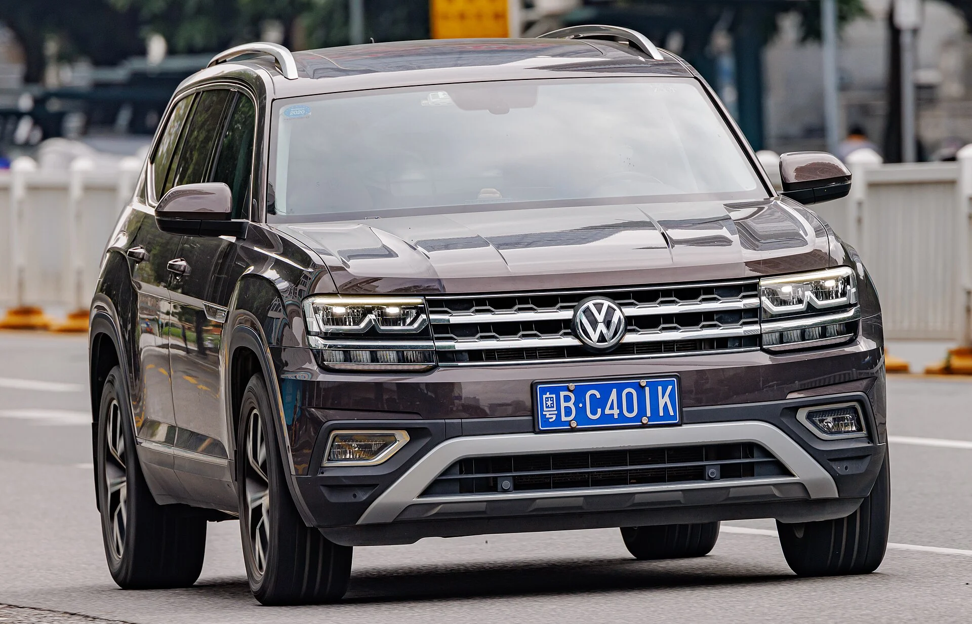 Volkswagen Atlas rear three-quarter, the long cargo bay used for a sleeping platform