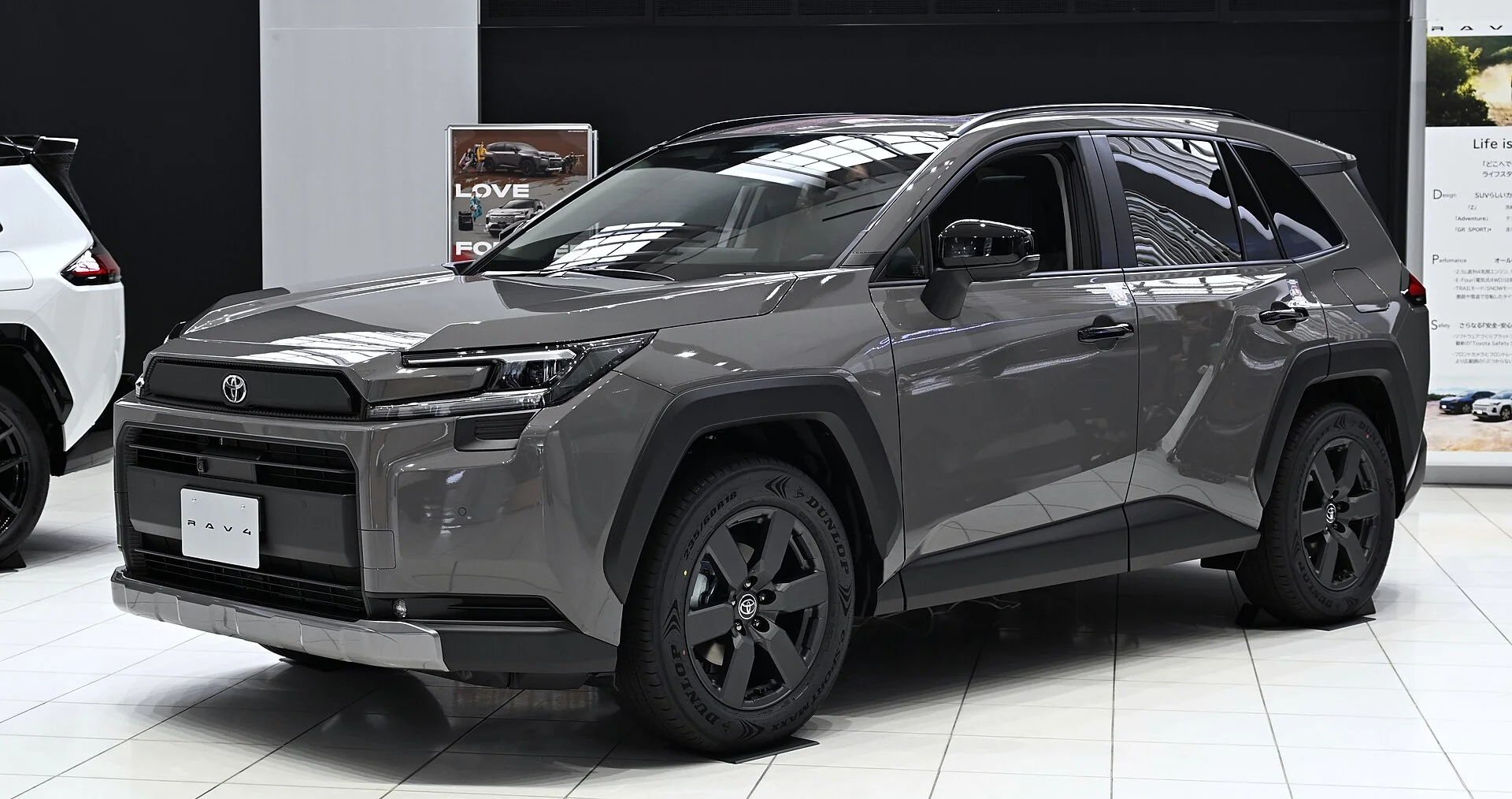 Grey Toyota RAV4 hybrid, front three-quarter view