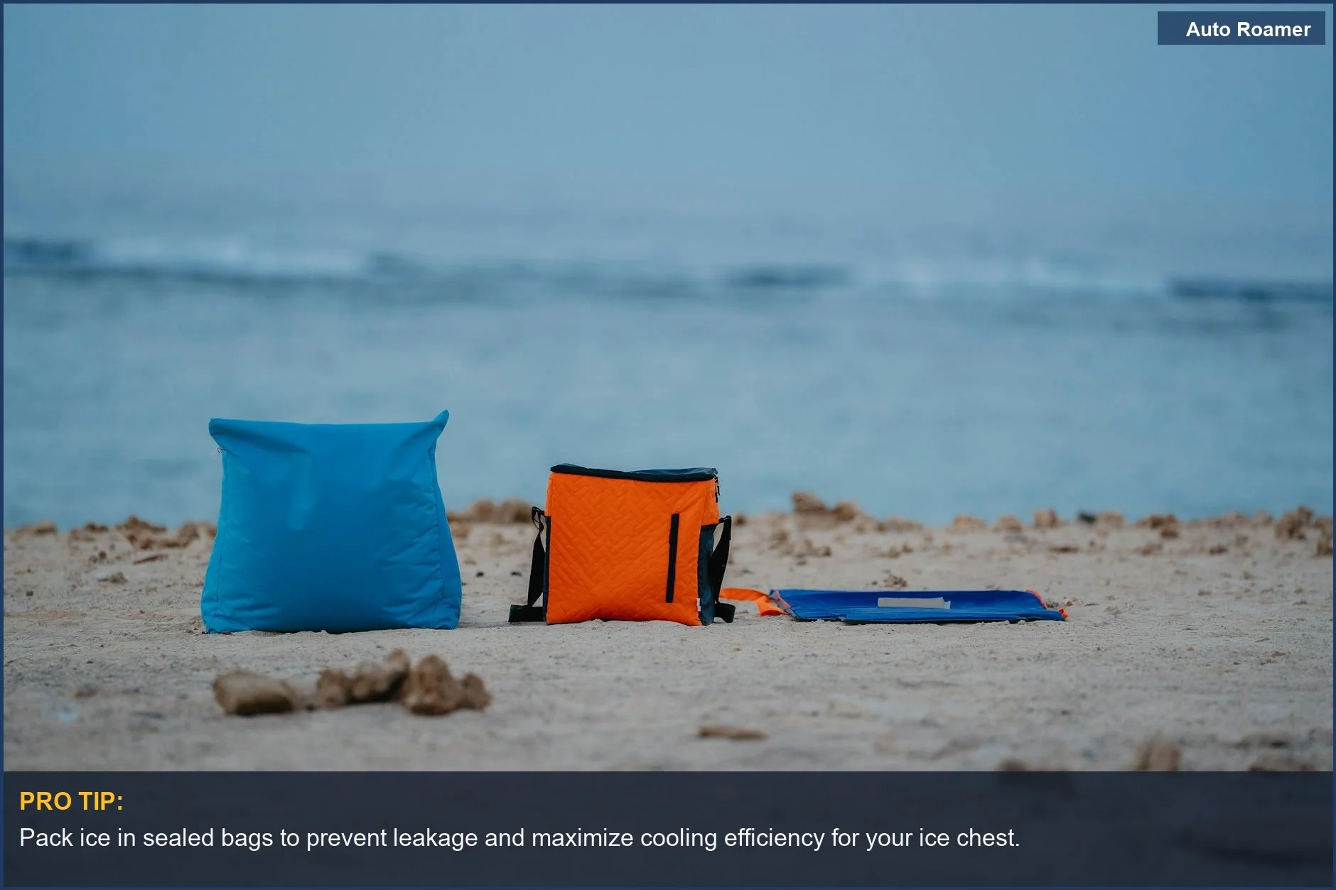 Beach camping gear with cooler implies traditional cooler vs electric cooler debate for seaside trips.