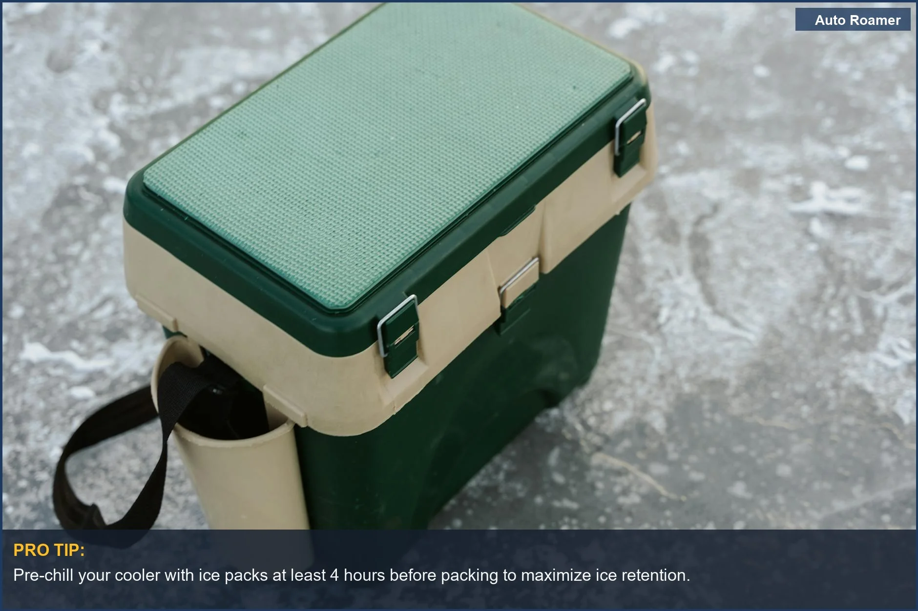 Passive cooler on ice, illustrating the basic cooling technology of a passive cooler vs. an electric one.