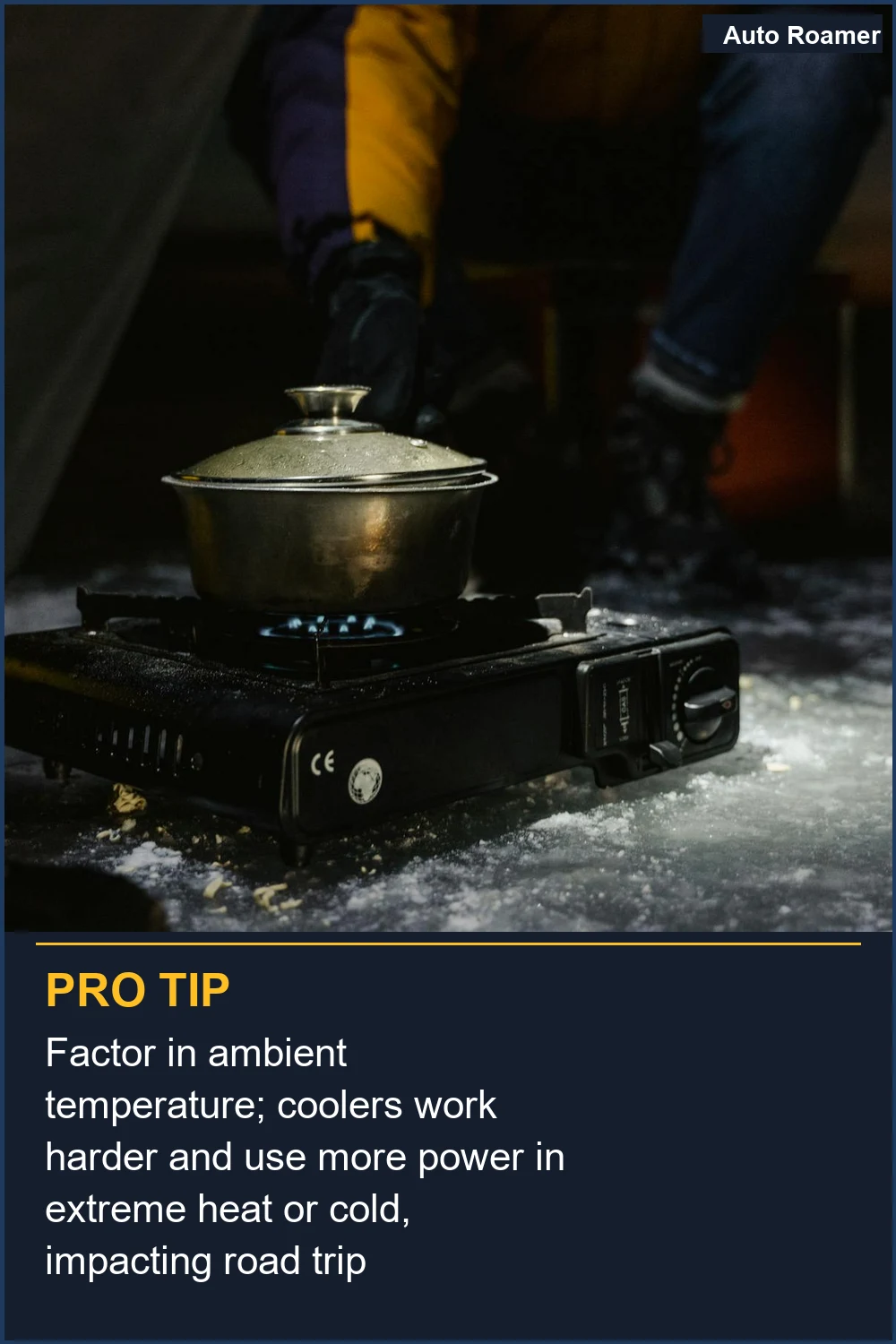 Factor in ambient temperature; coolers work harder and use more power in extreme heat or cold, impacting road trip efficiency.