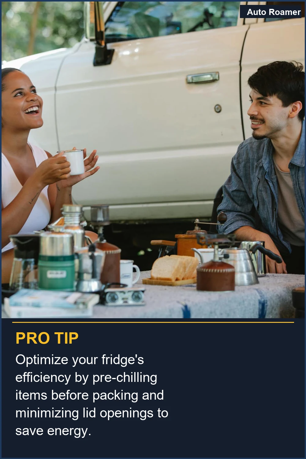 Optimize your fridge's efficiency by pre-chilling items before packing and minimizing lid openings to save energy.