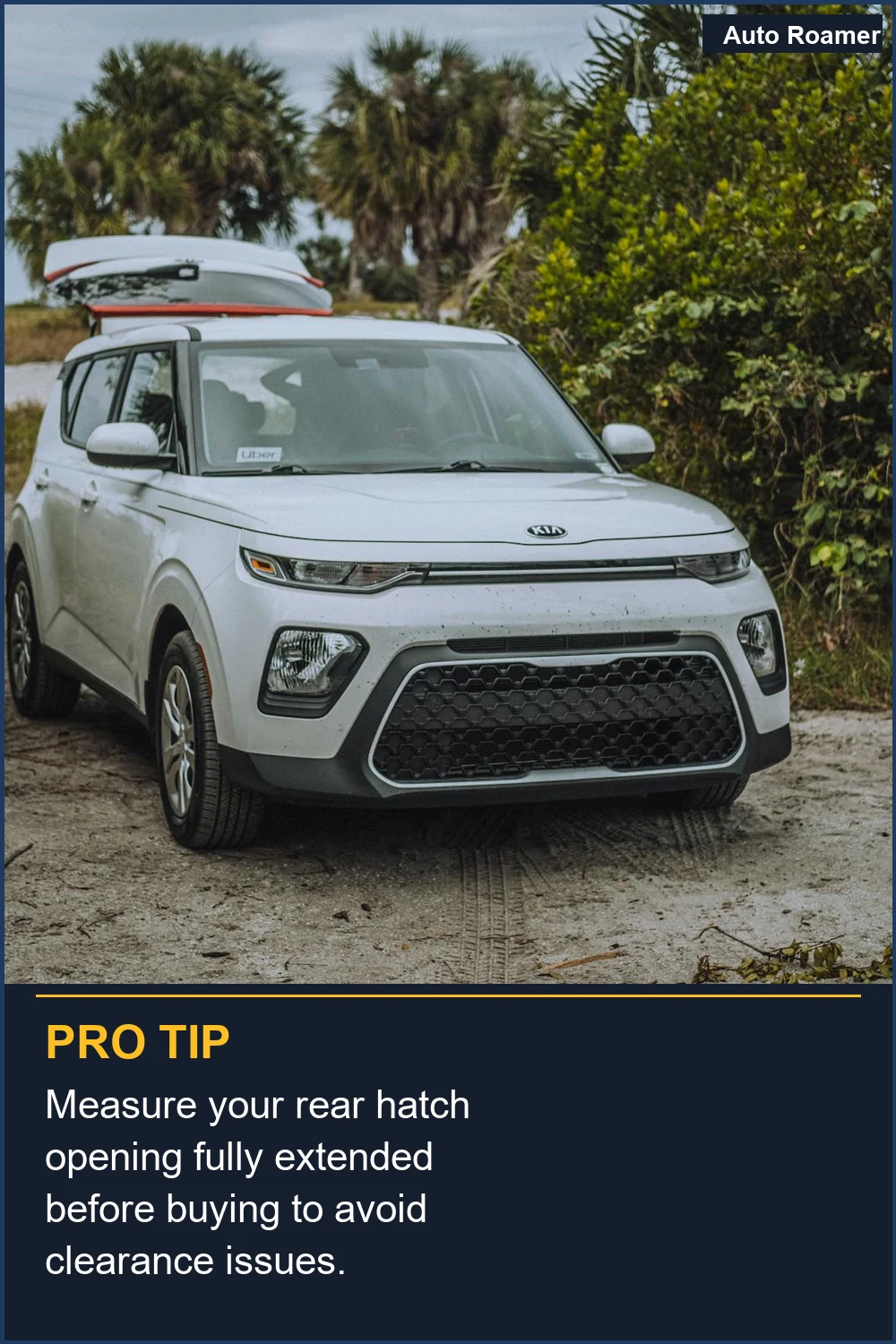 Measure your rear hatch opening fully extended before buying to avoid clearance issues.