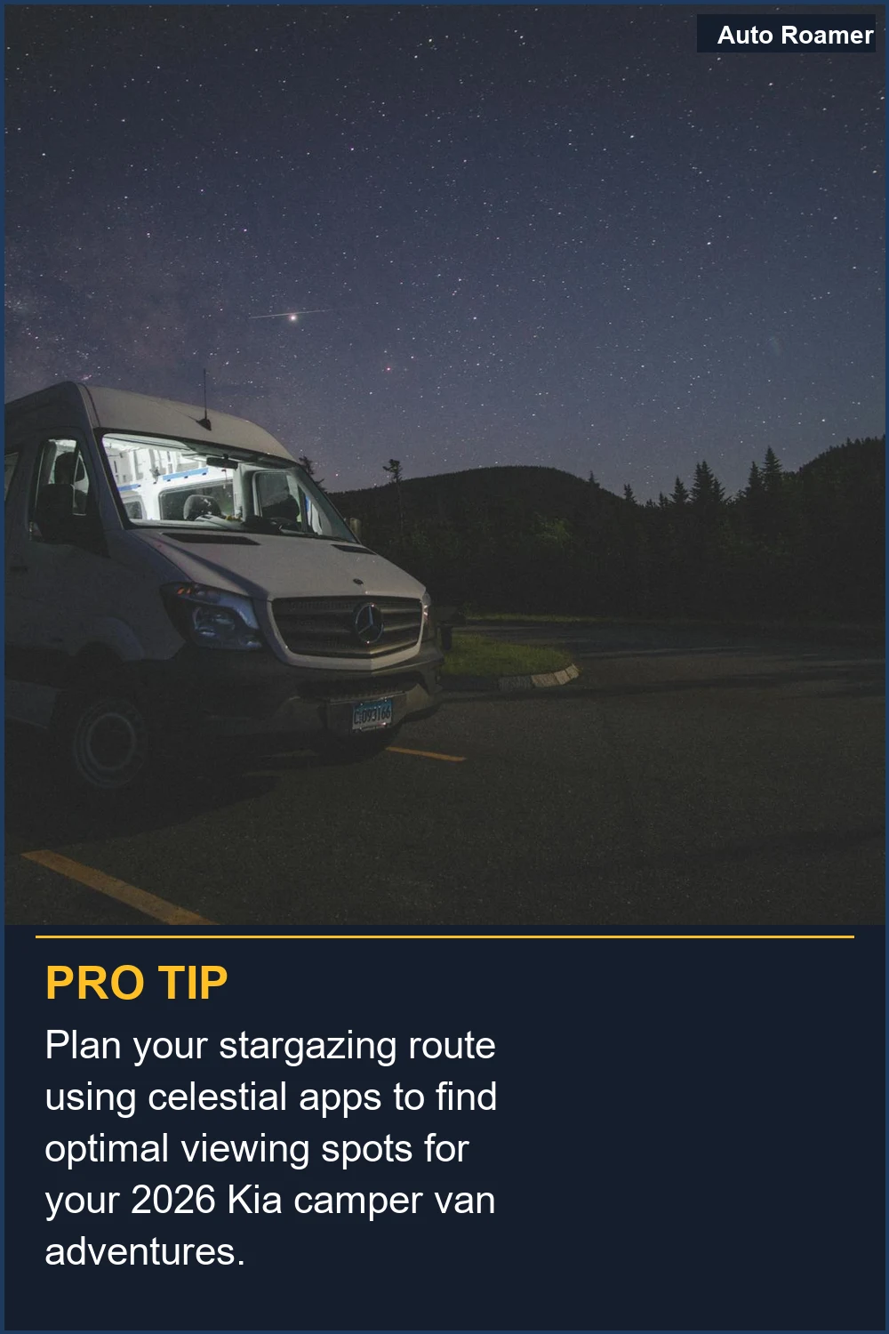 Planifica tu ruta de observación de estrellas utilizando aplicaciones celestes para encontrar los mejores puntos de observación para tus aventuras en la furgoneta camper Kia 2026.