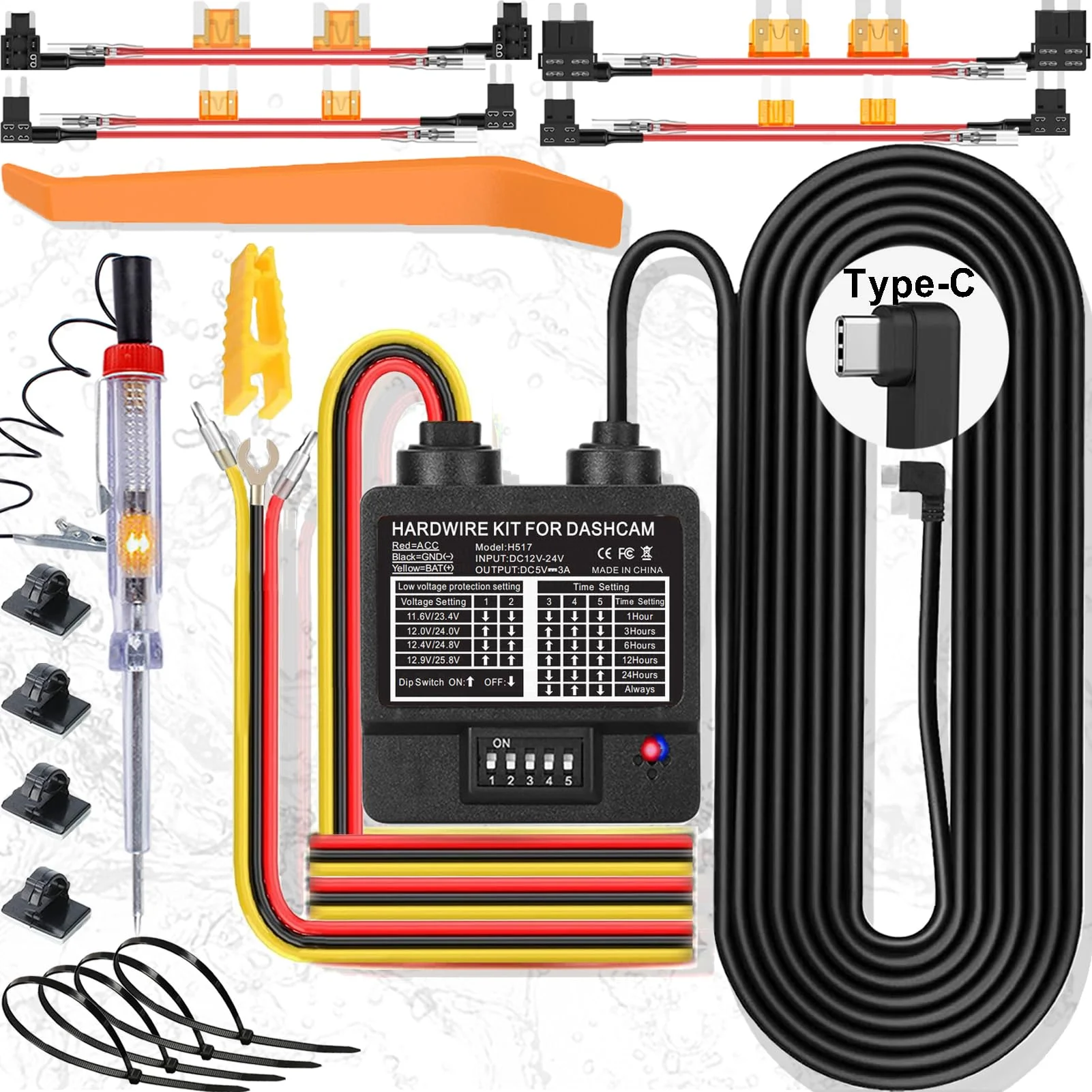 Dash cam hardwire kit for parking mode