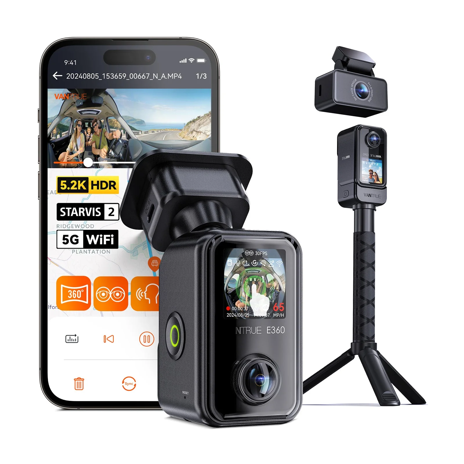 Vantrue E360 360-degree dash cam