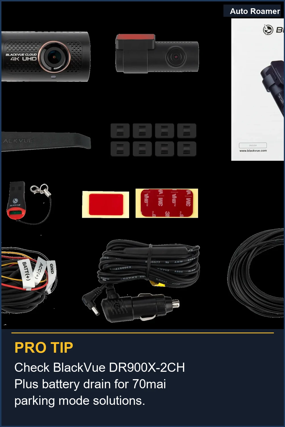 Check BlackVue DR900X-2CH Plus battery drain for 70mai parking mode solutions.