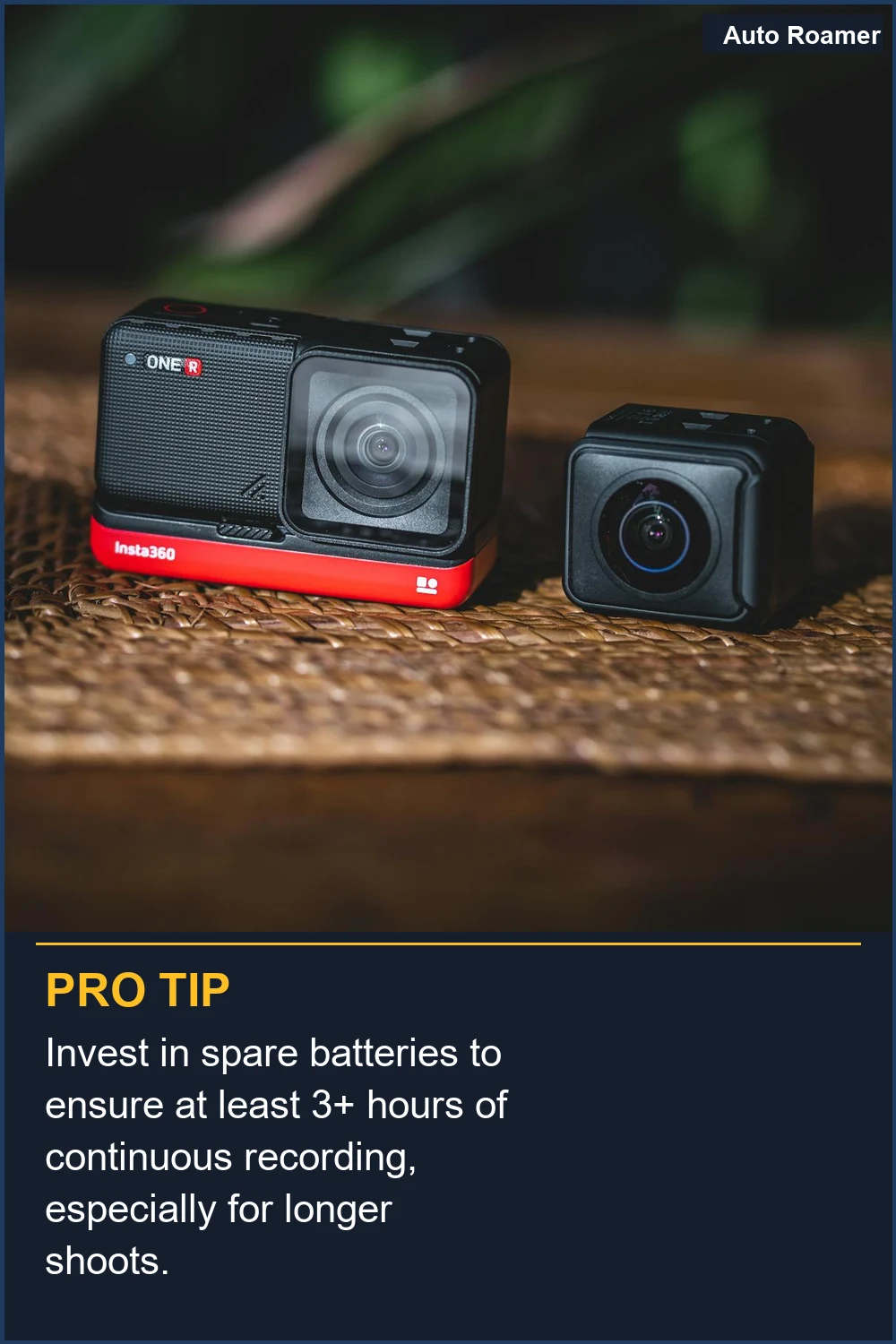 Invest in spare batteries to ensure at least 3+ hours of continuous recording, especially for longer shoots.