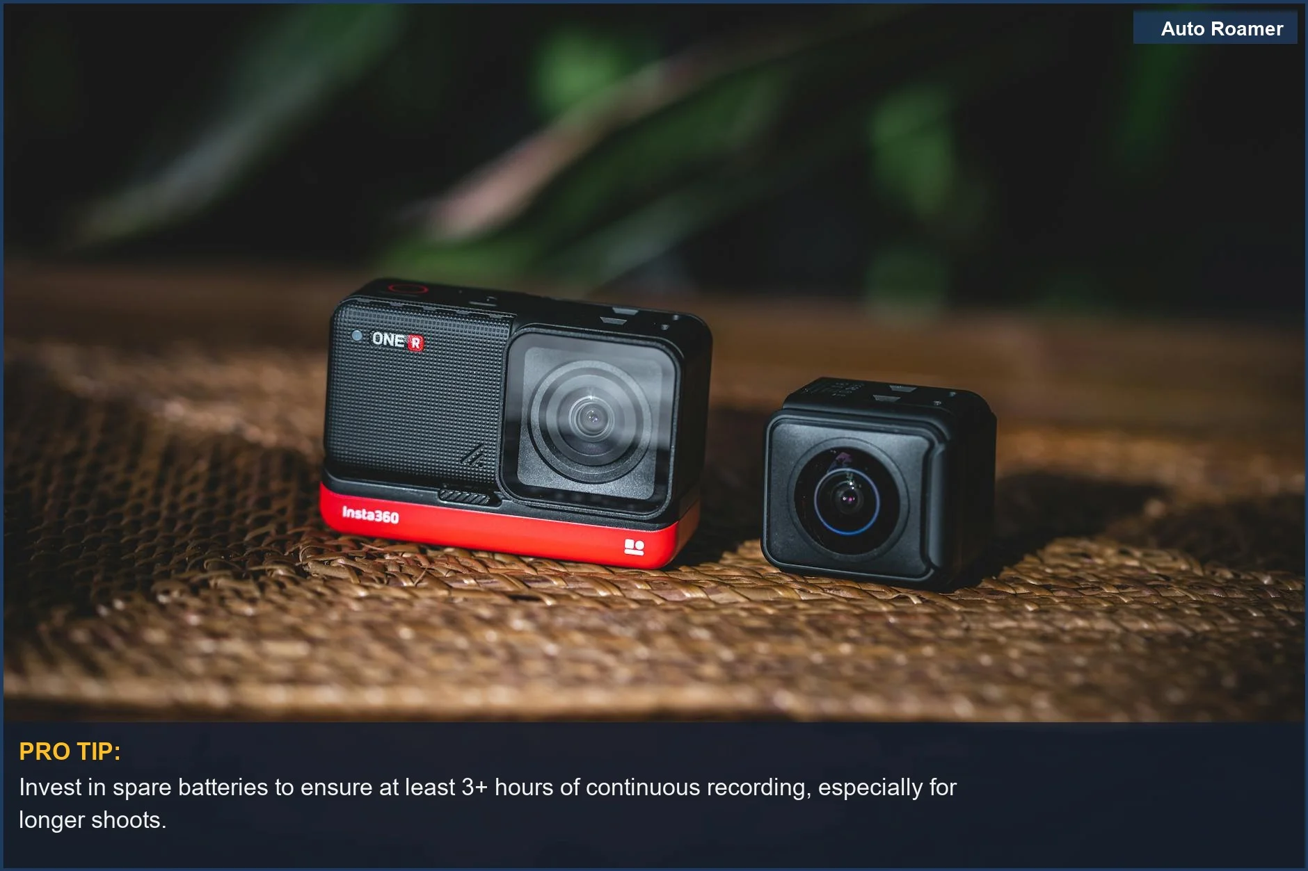 Two modular action cameras on a table, emphasizing versatile action camera battery options.