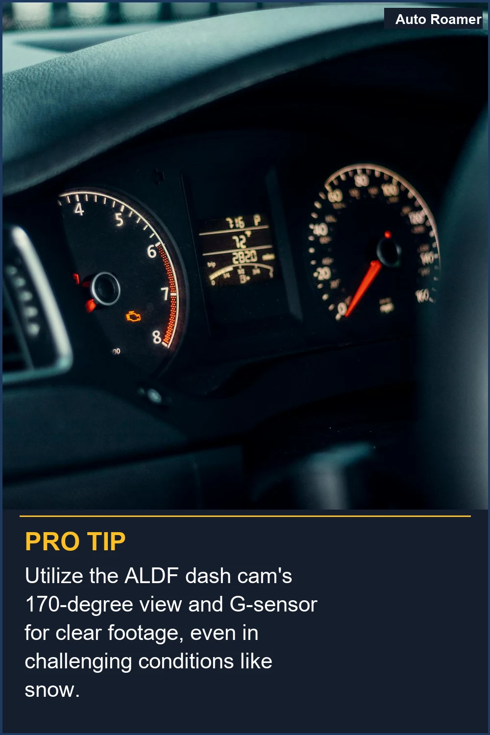 Utilize the ALDF dash cam's 170-degree view and G-sensor for clear footage, even in challenging conditions like snow.