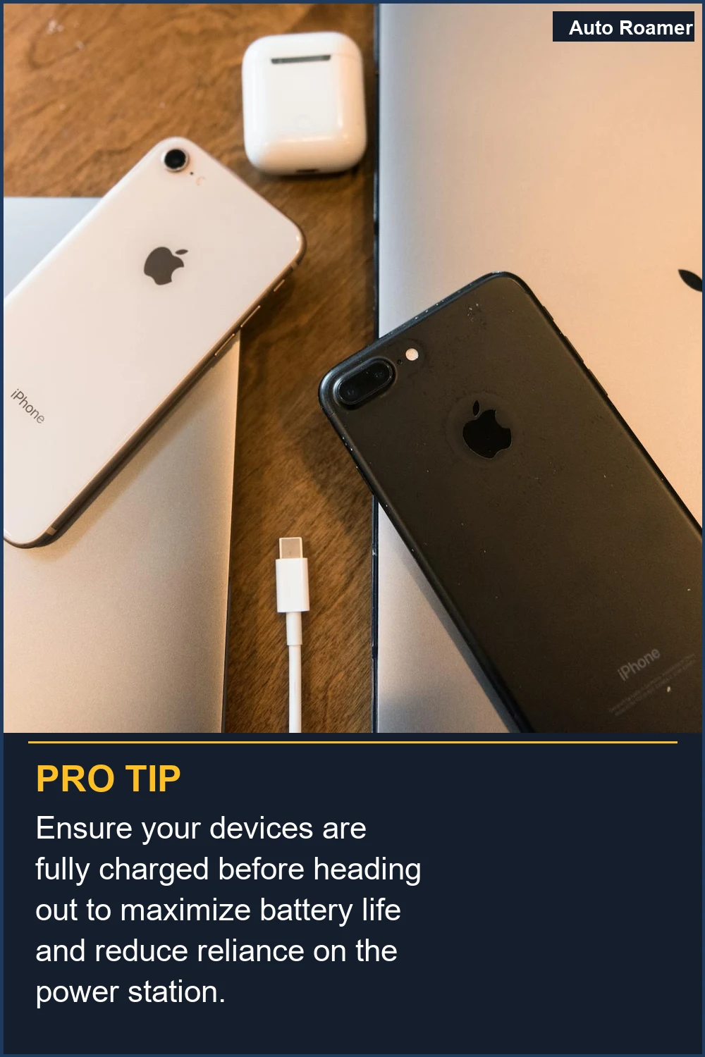 Ensure your devices are fully charged before heading out to maximize battery life and reduce reliance on the power station.