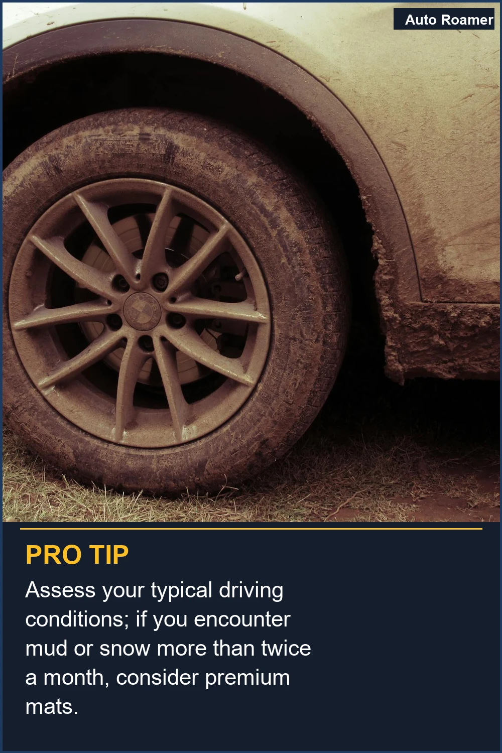 Assess your typical driving conditions; if you encounter mud or snow more than twice a month, consider premium mats.