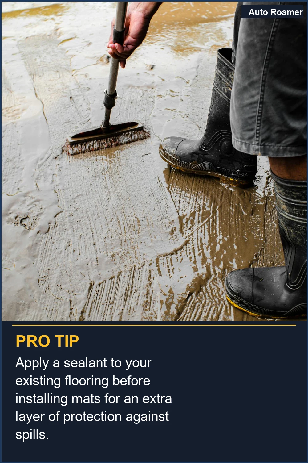 Aplica un sellador a tu piso existente antes de instalar las alfombrillas para una capa adicional de protección contra derrames.