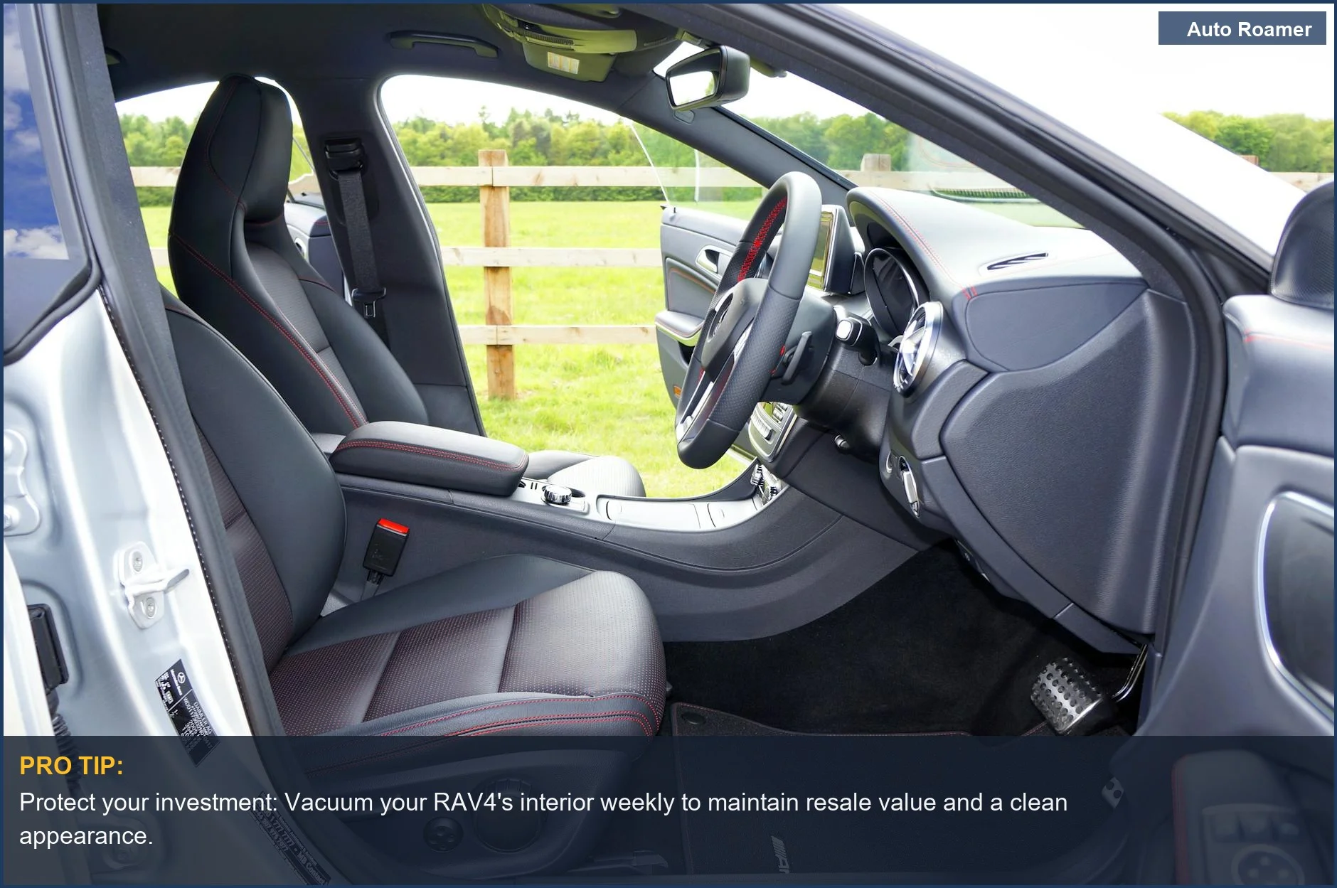 Modern Toyota RAV4 interior with comfortable seating and sleek dashboard, highlighting car interior protection benefits.