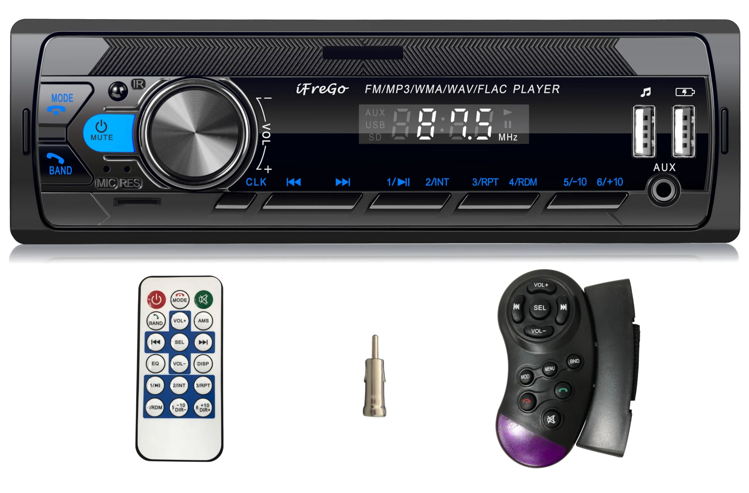Car stereo tuned to an FM frequency