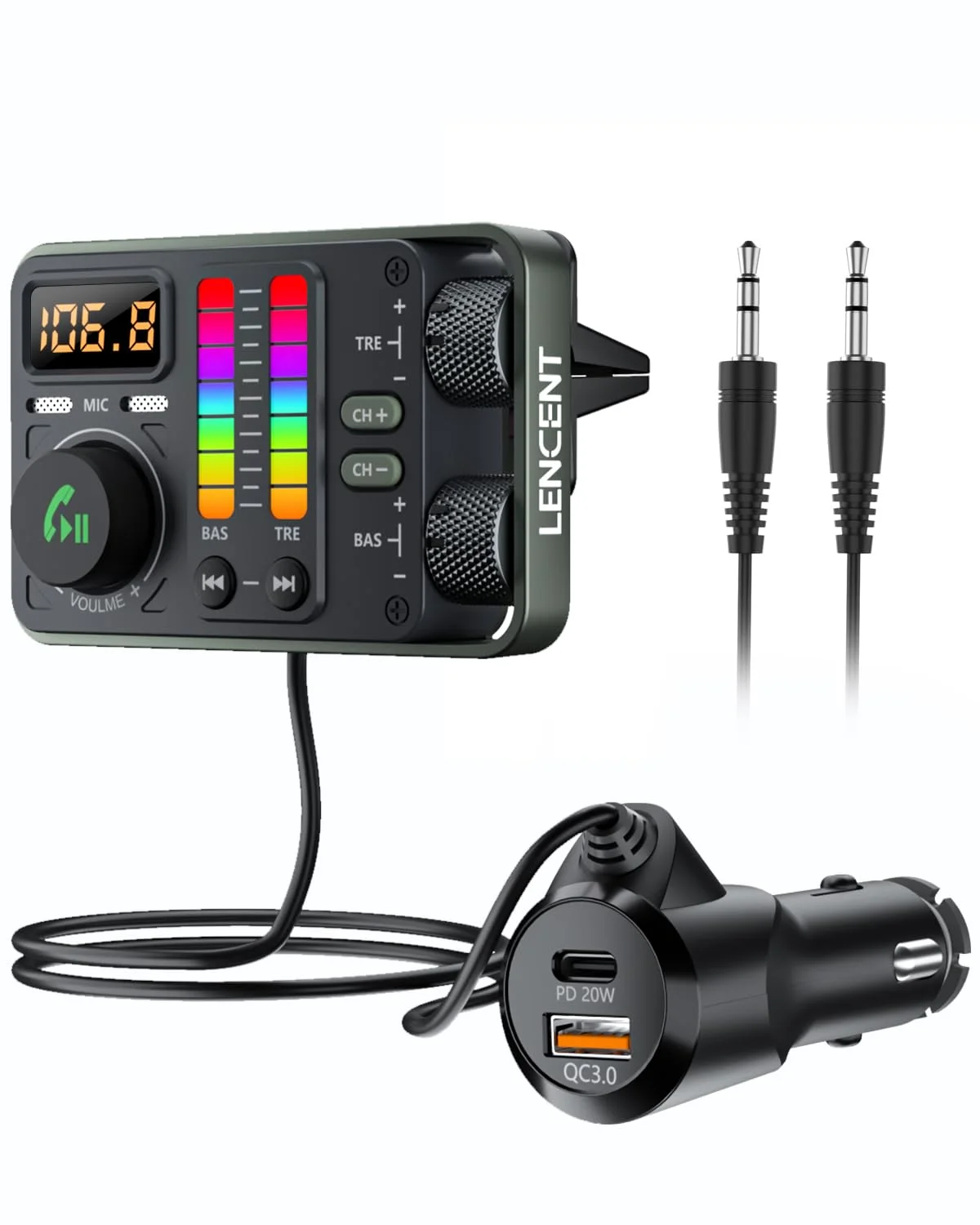 LENCENT FM transmitter in a car 12V socket