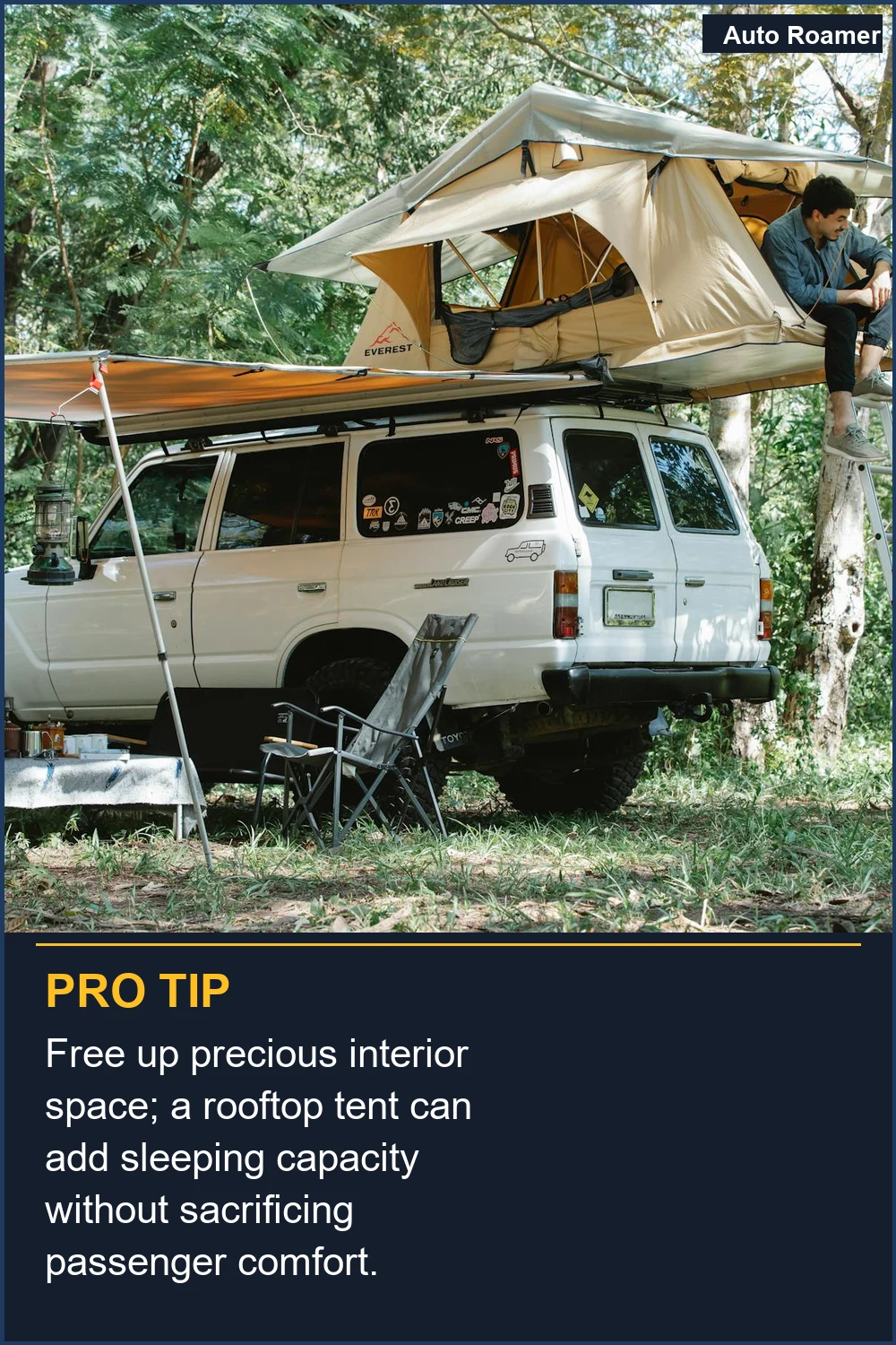 Free up precious interior space; a rooftop tent can add sleeping capacity without sacrificing passenger comfort.