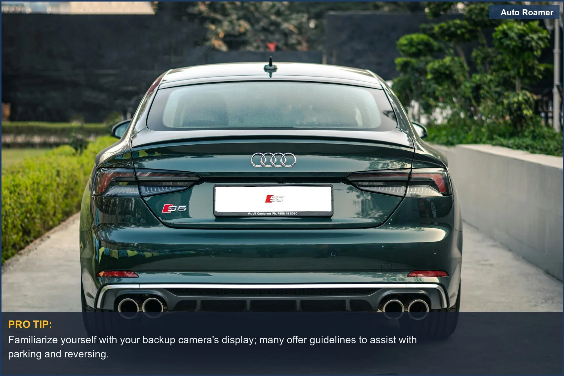 Luxury Audi sedan rear view, illustrating the advanced technology expected under the Canadian backup camera legislation.