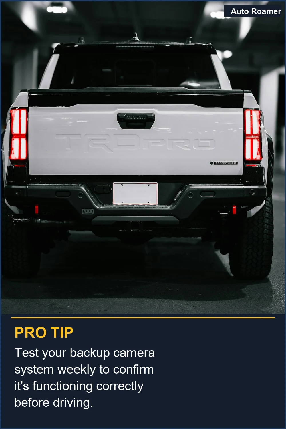 Test your backup camera system weekly to confirm it's functioning correctly before driving.