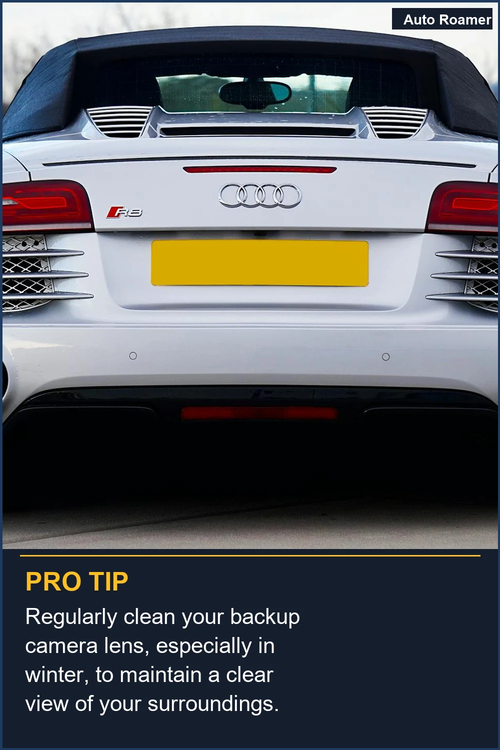 Regularly clean your backup camera lens, especially in winter, to maintain a clear view of your surroundings.