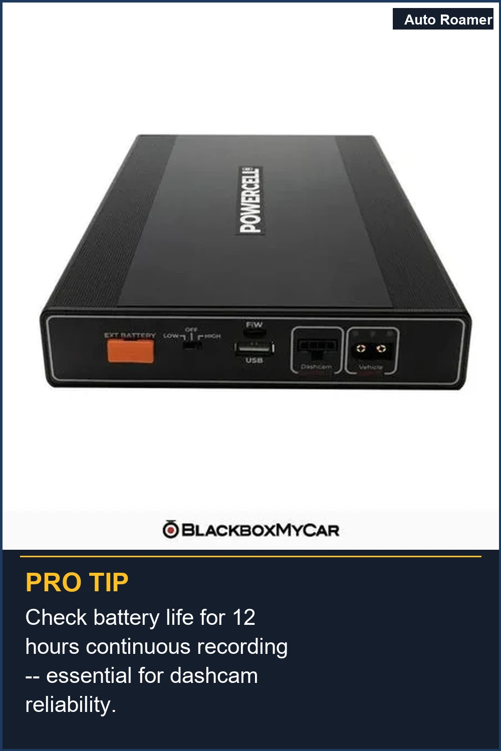 Check battery life for 12 hours continuous recording -- essential for dashcam reliability.