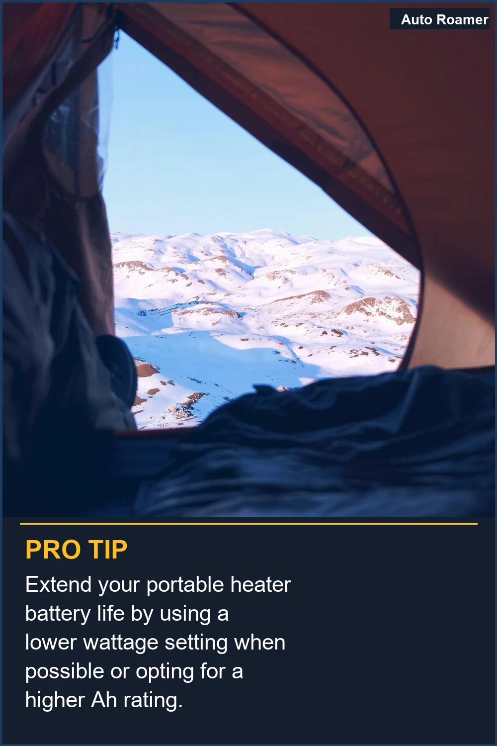 Extend your portable heater battery life by using a lower wattage setting when possible or opting for a higher Ah rating.
