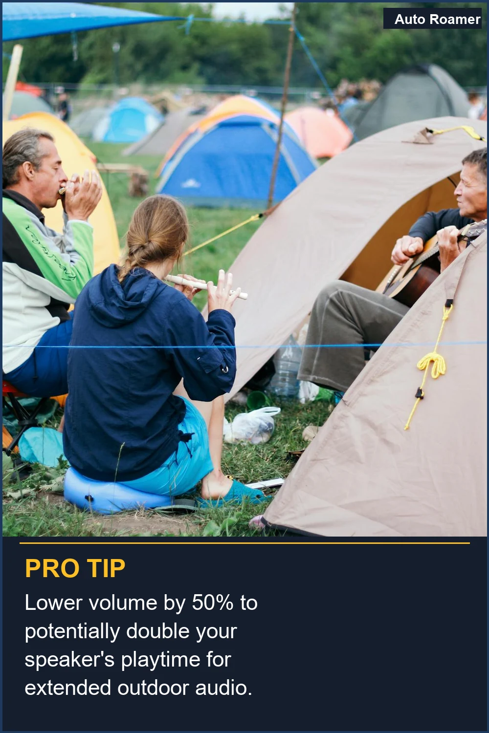 Lower volume by 50% to potentially double your speaker's playtime for extended outdoor audio.