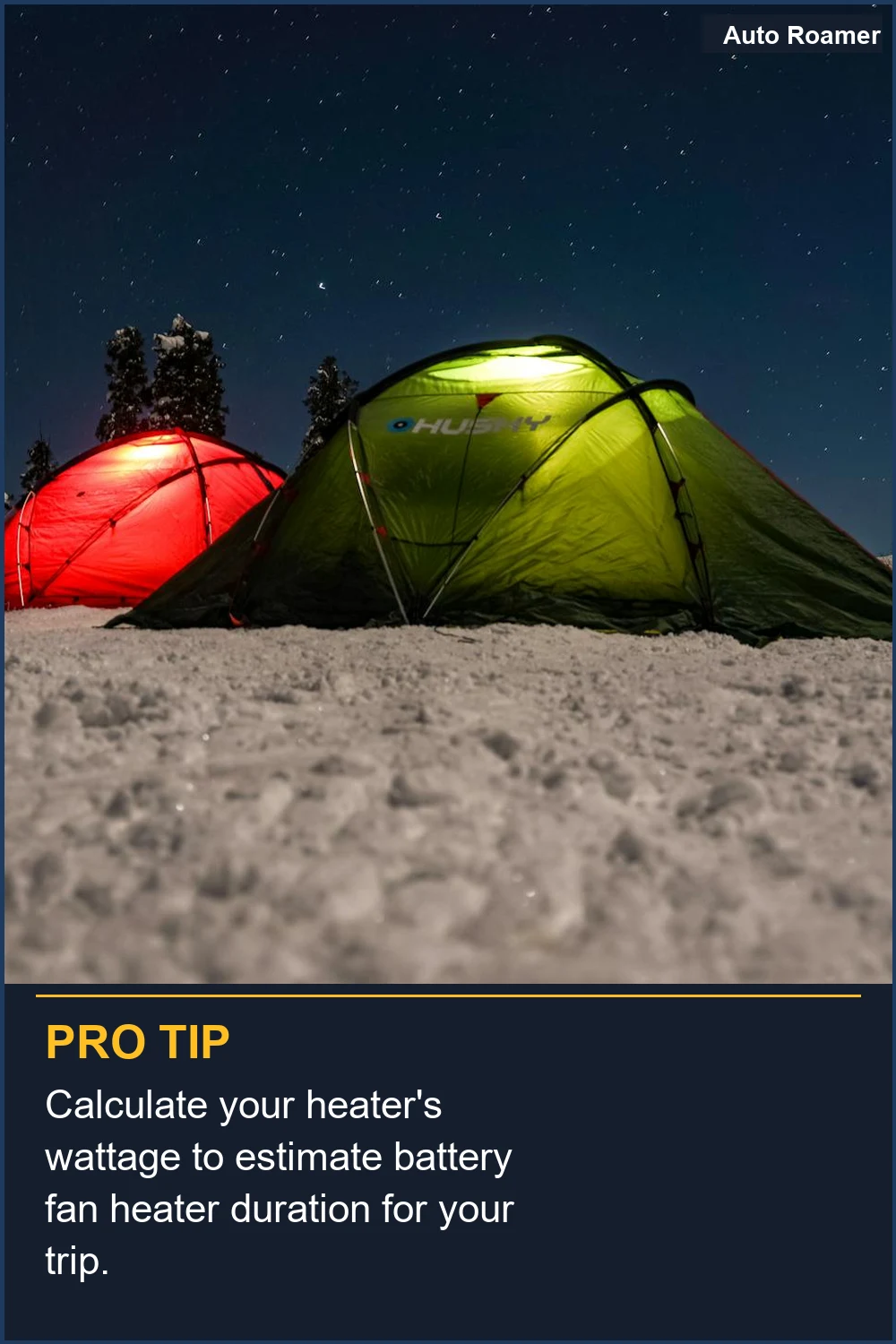 Calculate your heater's wattage to estimate battery fan heater duration for your trip.