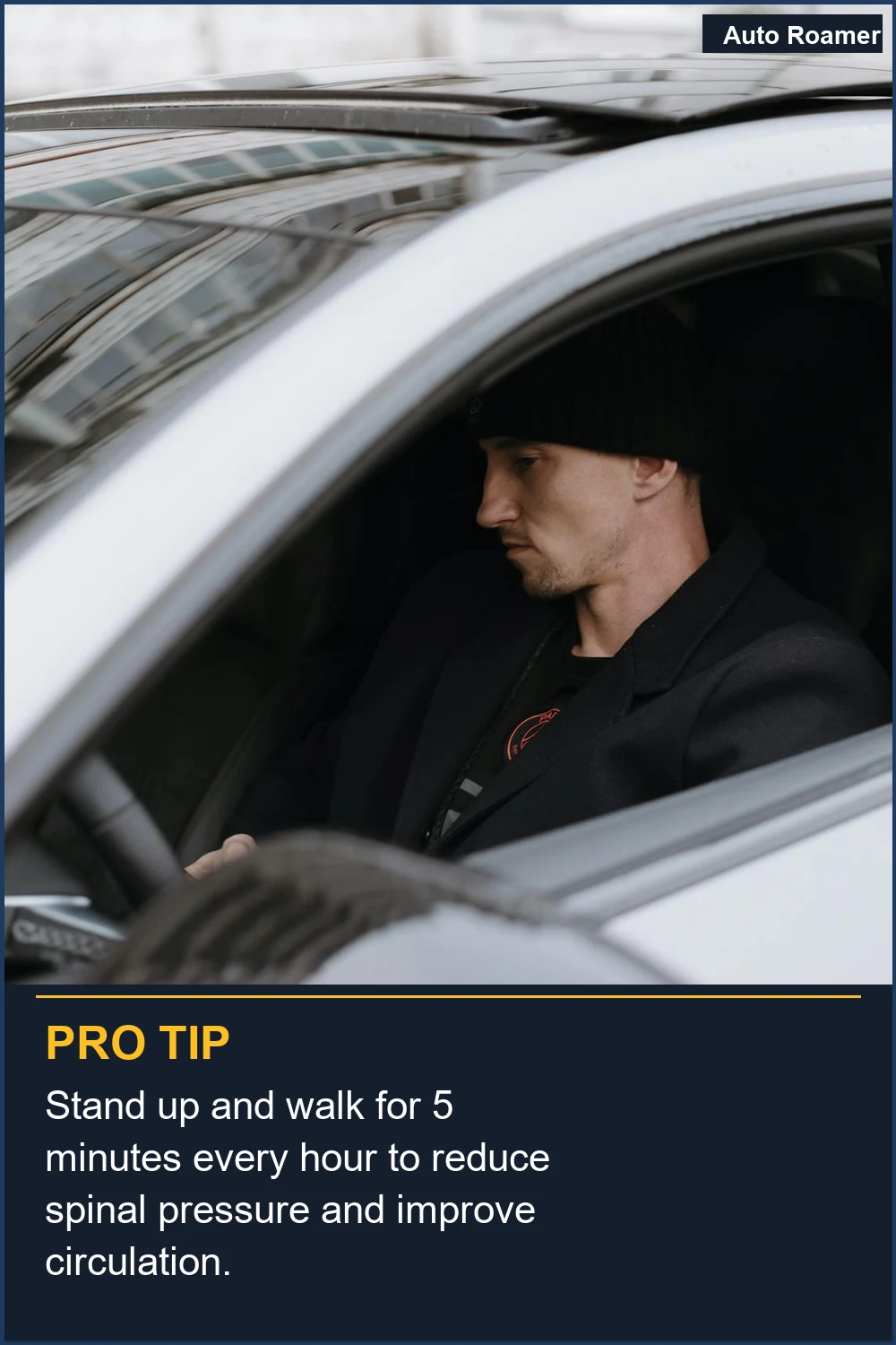 Levántate y camina durante 5 minutos cada hora para reducir la presión en la columna y mejorar la circulación.