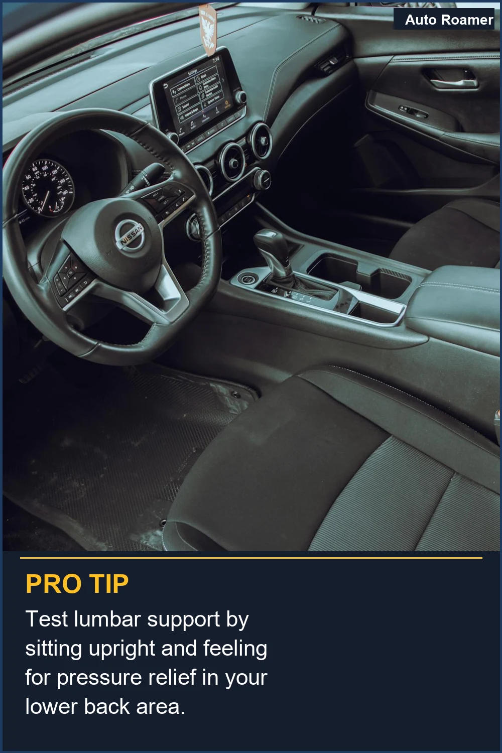 Prueba el soporte lumbar sentándote erguido y sintiendo el alivio de la presión en la zona lumbar.