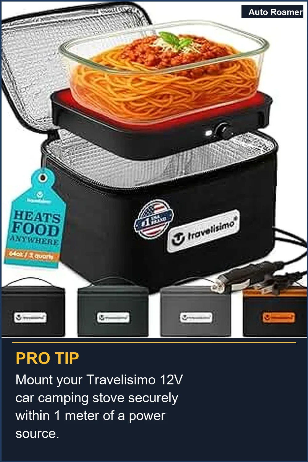 Mount your Travelisimo 12V car camping stove securely within 1 meter of a power source.