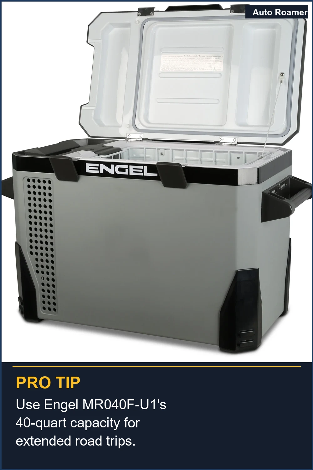 Use Engel MR040F-U1's 40-quart capacity for extended road trips.