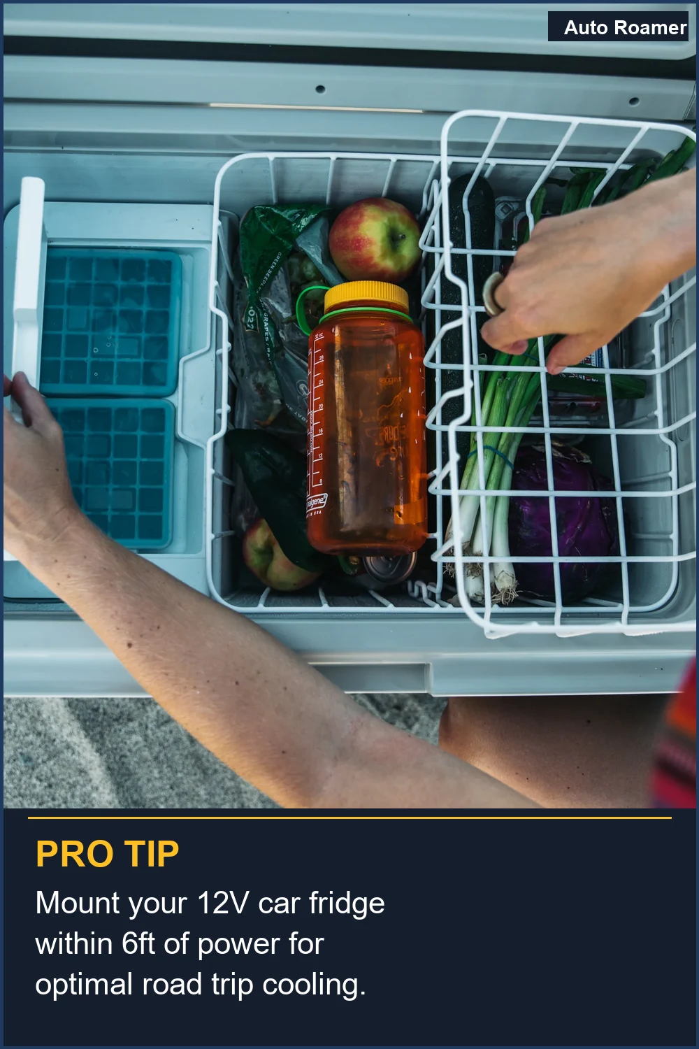 Mount your 12V car fridge within 6ft of power for optimal road trip cooling.