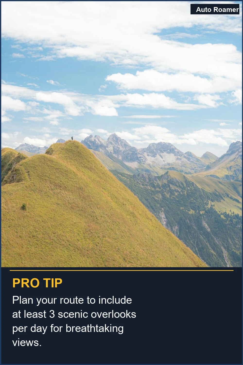 Plan your route to include at least 3 scenic overlooks per day for breathtaking views.