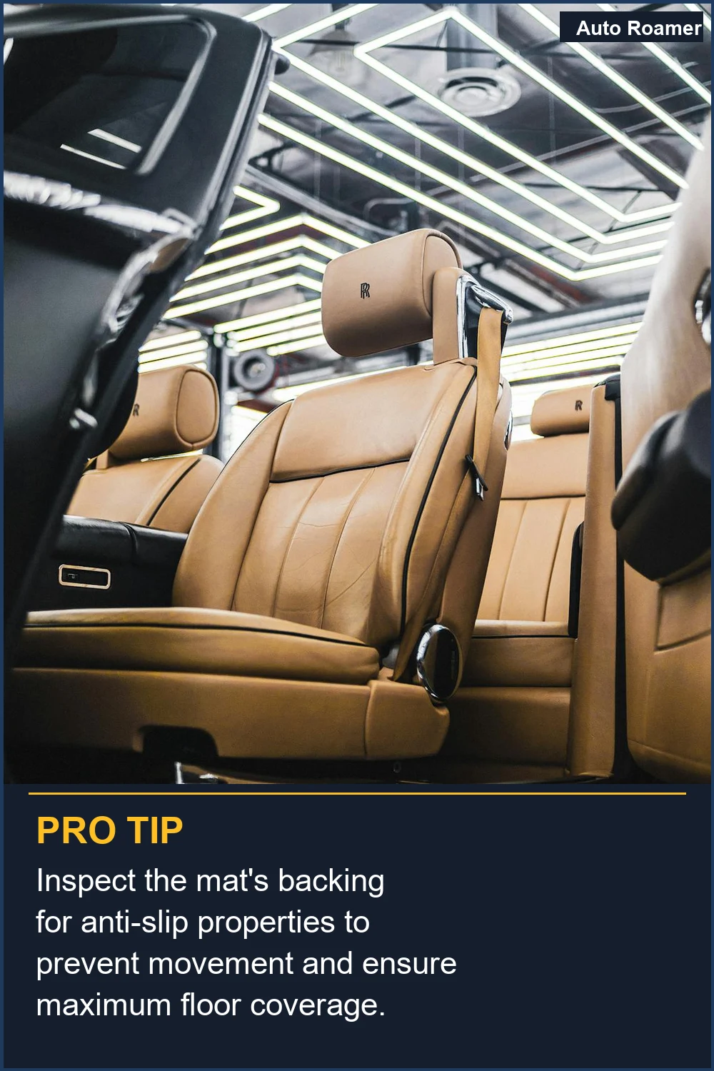 Inspect the mat's backing for anti-slip properties to prevent movement and ensure maximum floor coverage.